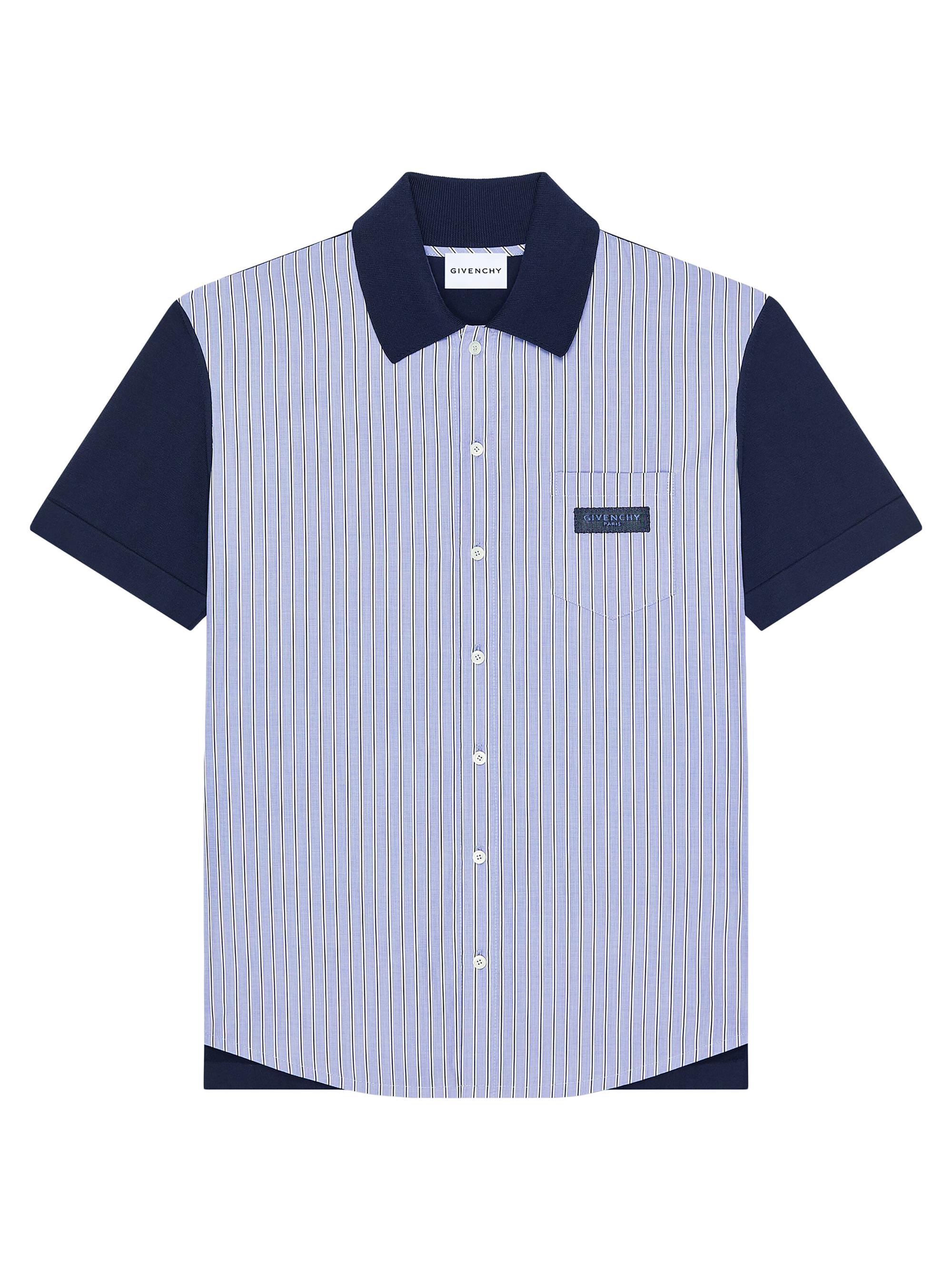 Givenchy Men's Striped Shirt in Cotton with Paris Gros Grain - Navy