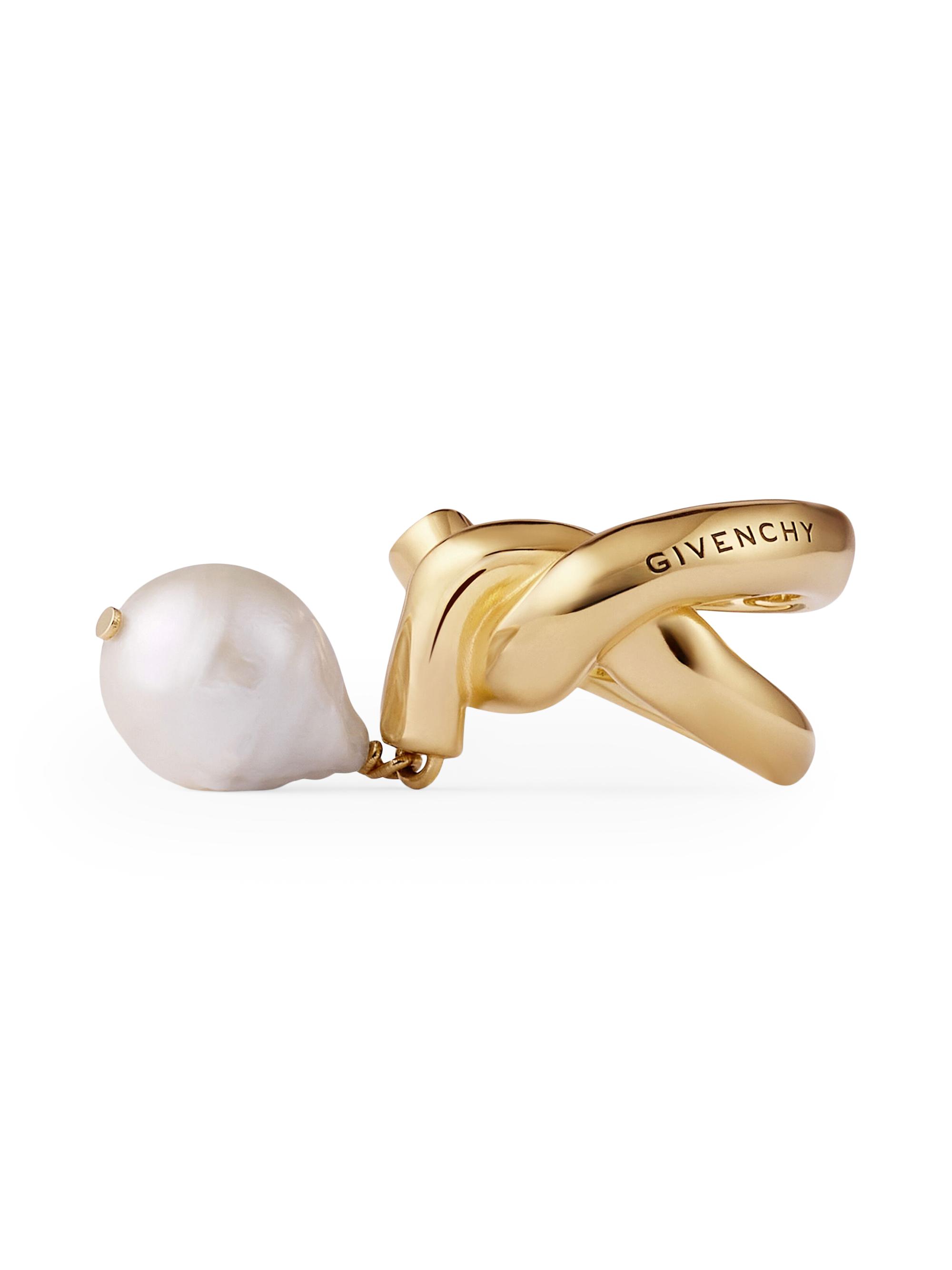 Givenchy Women's Chain Link Ring in Metal and Pearl - Gold White