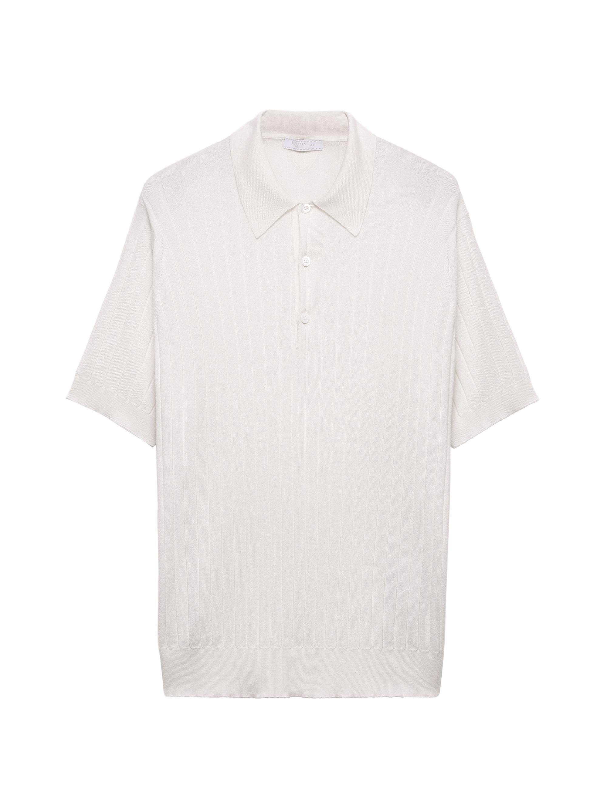 Prada Men's Cashmere and Silk Polo Shirt - Blue