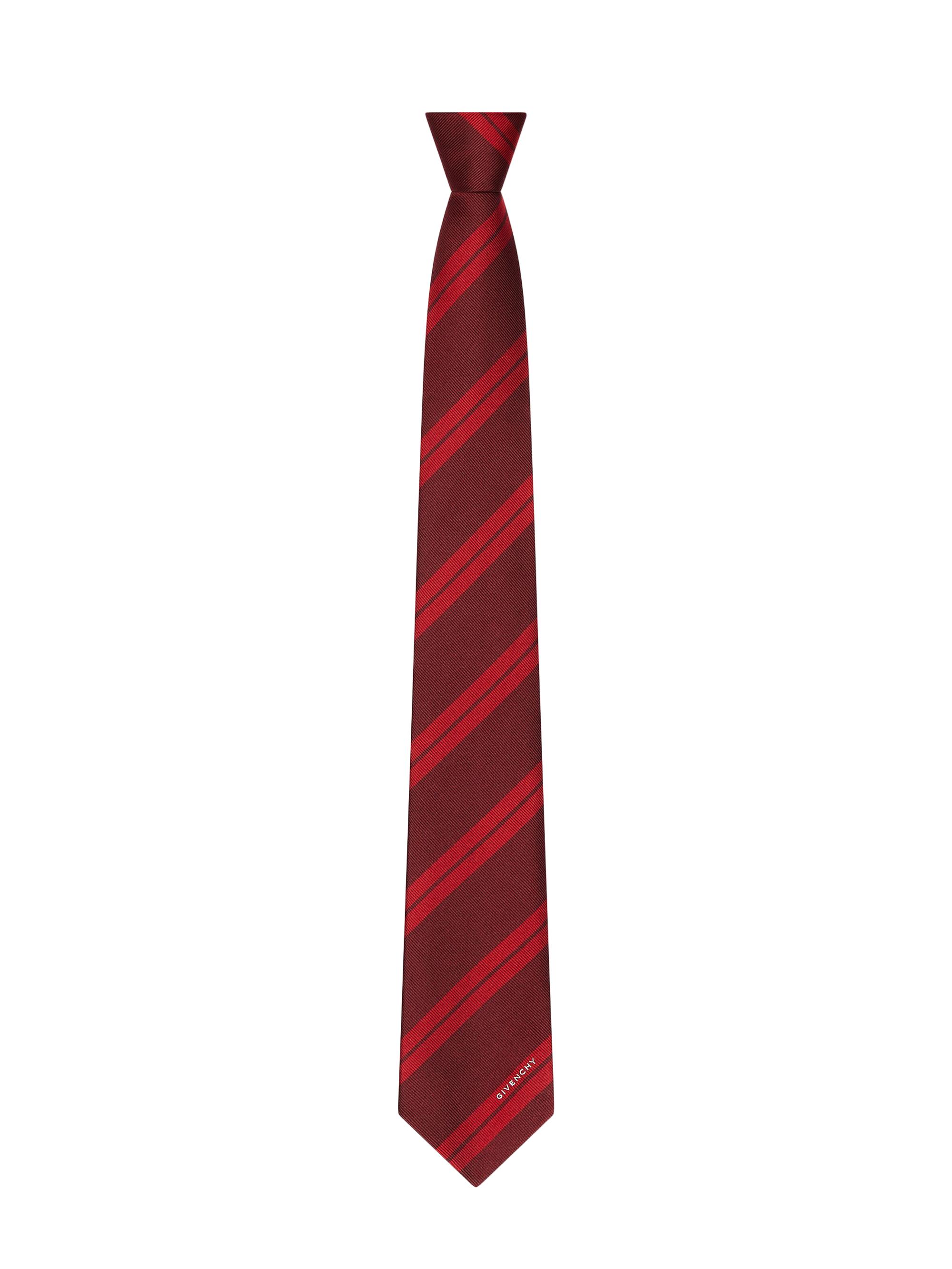 Givenchy Men's Double Stripes Tie in Silk Gros Grain - Dark Red