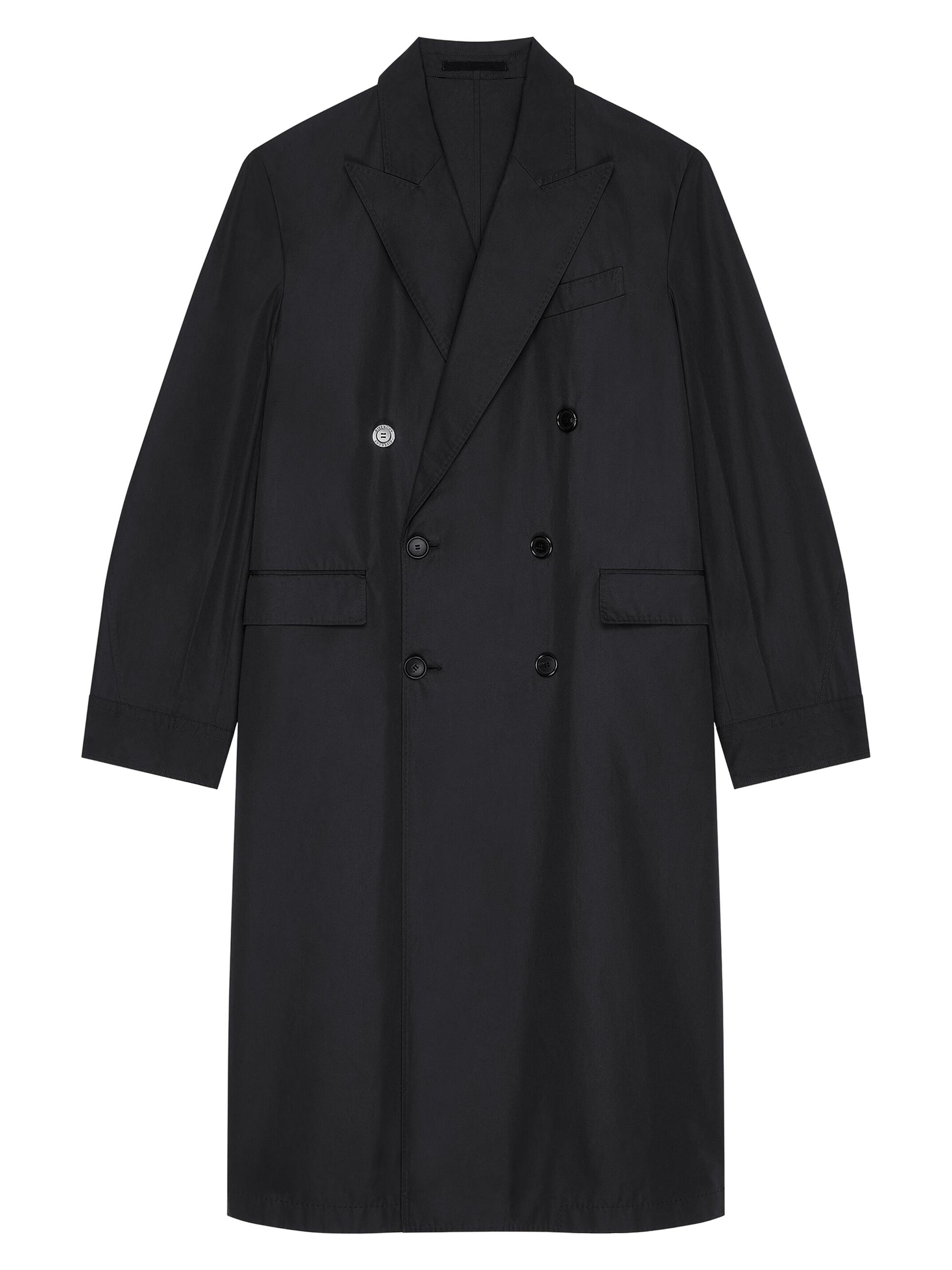Givenchy Men's Couture Seam Double-Breasted Coat in Poplin - Black