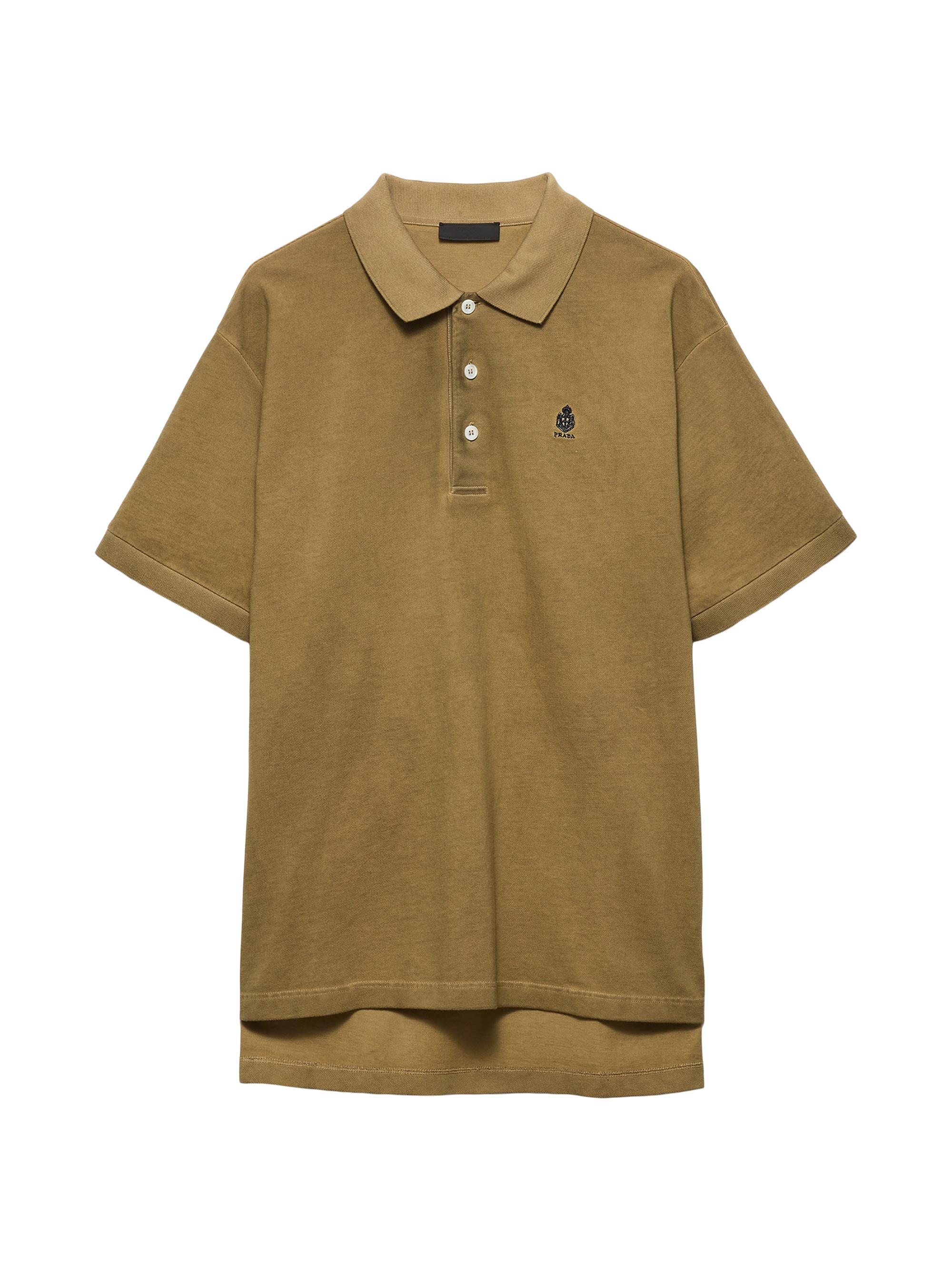 Prada Men's Garment-Dyed Cotton Polo Shirt - Brown