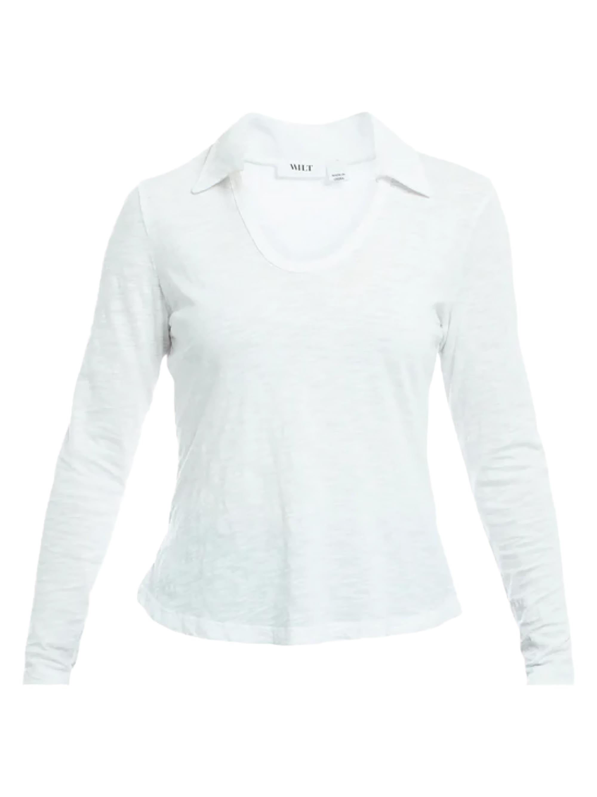 Wilt Women's Scoop Neck Long Sleeve Polo Shirt - Peacoat