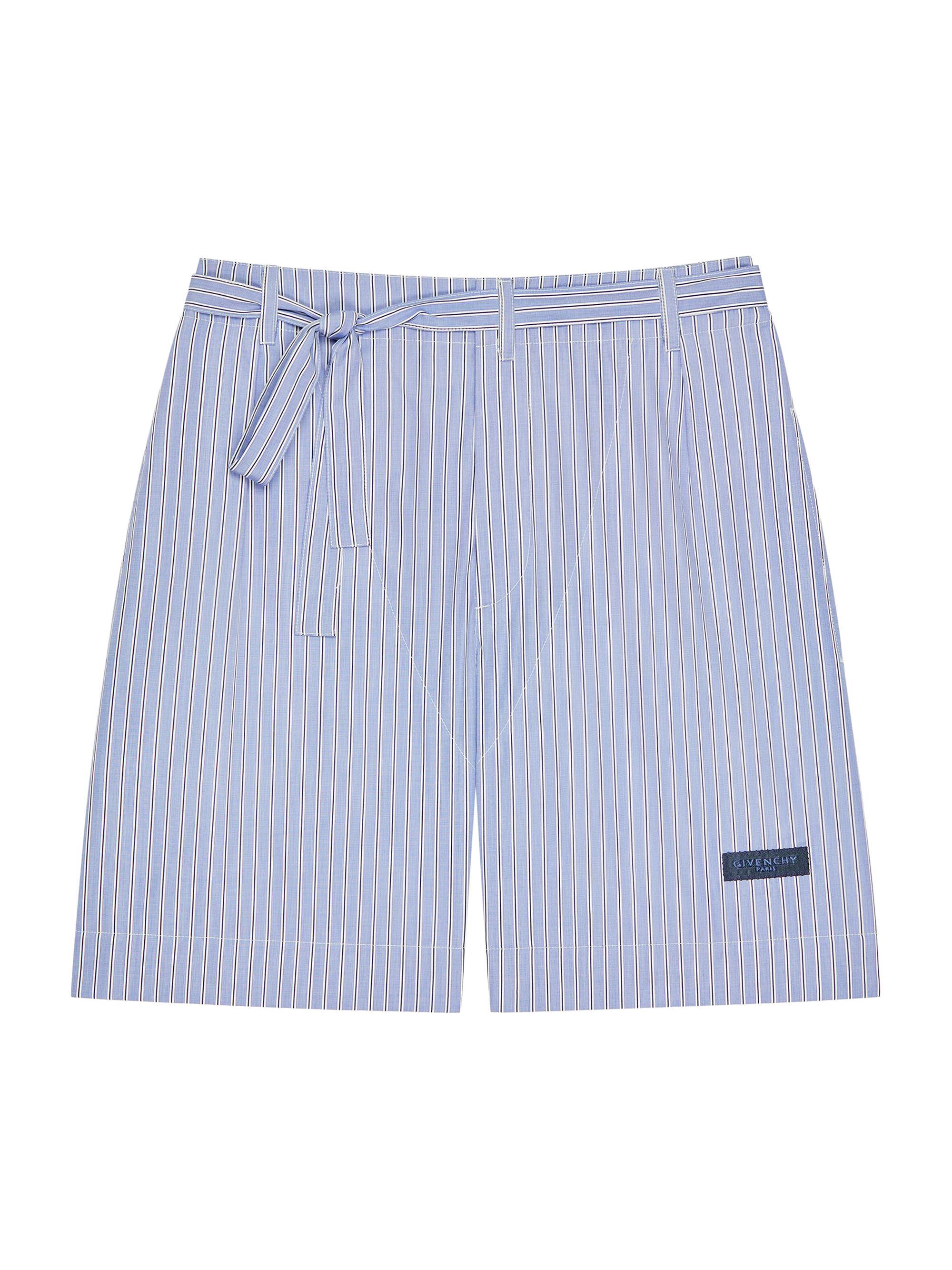 Givenchy Men's Striped Bermuda Shorts in Cotton with Gros Grain Detail - Navy White