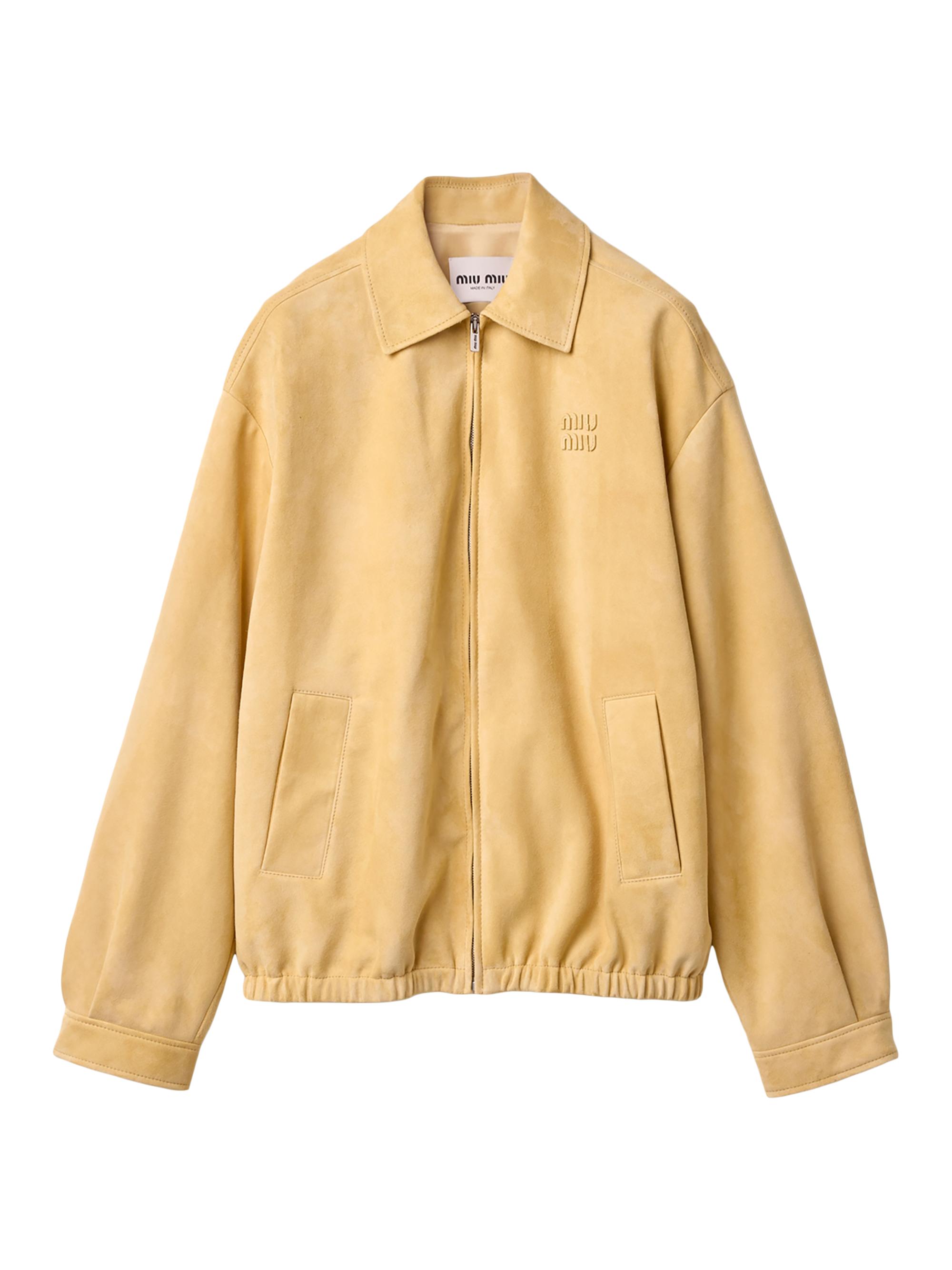 Miu Miu Women's Waxed Suede Blouson Jacket - Beige Khaki