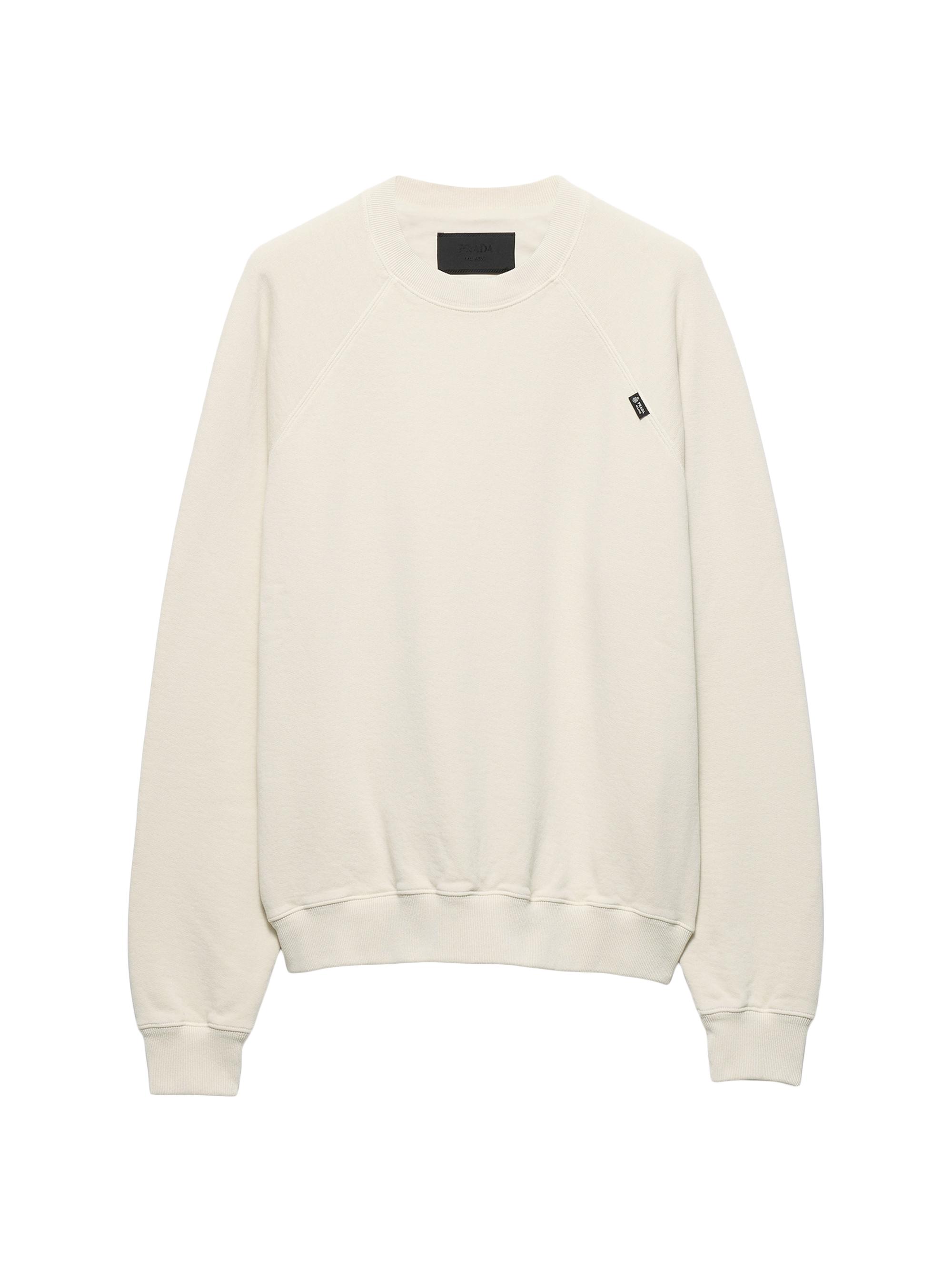 Prada Men's Cotton Crewneck Sweatshirt - Beige Khaki