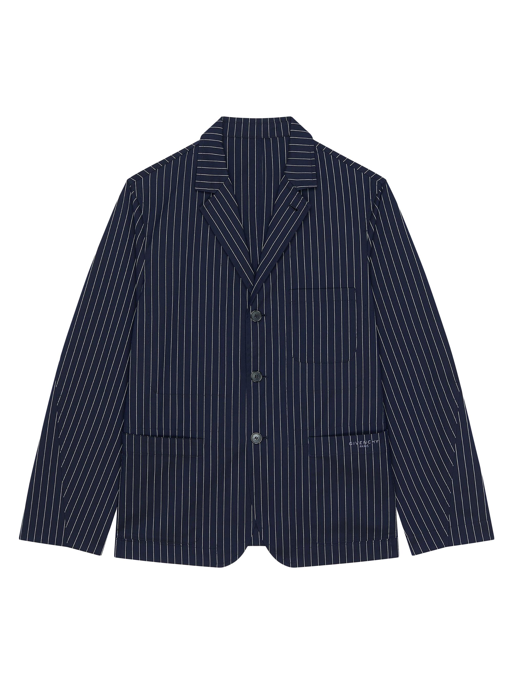 Givenchy Men's Single-Breasted Deconstructed Striped Jacket in Cotton - White Navy | Thumbnail 5