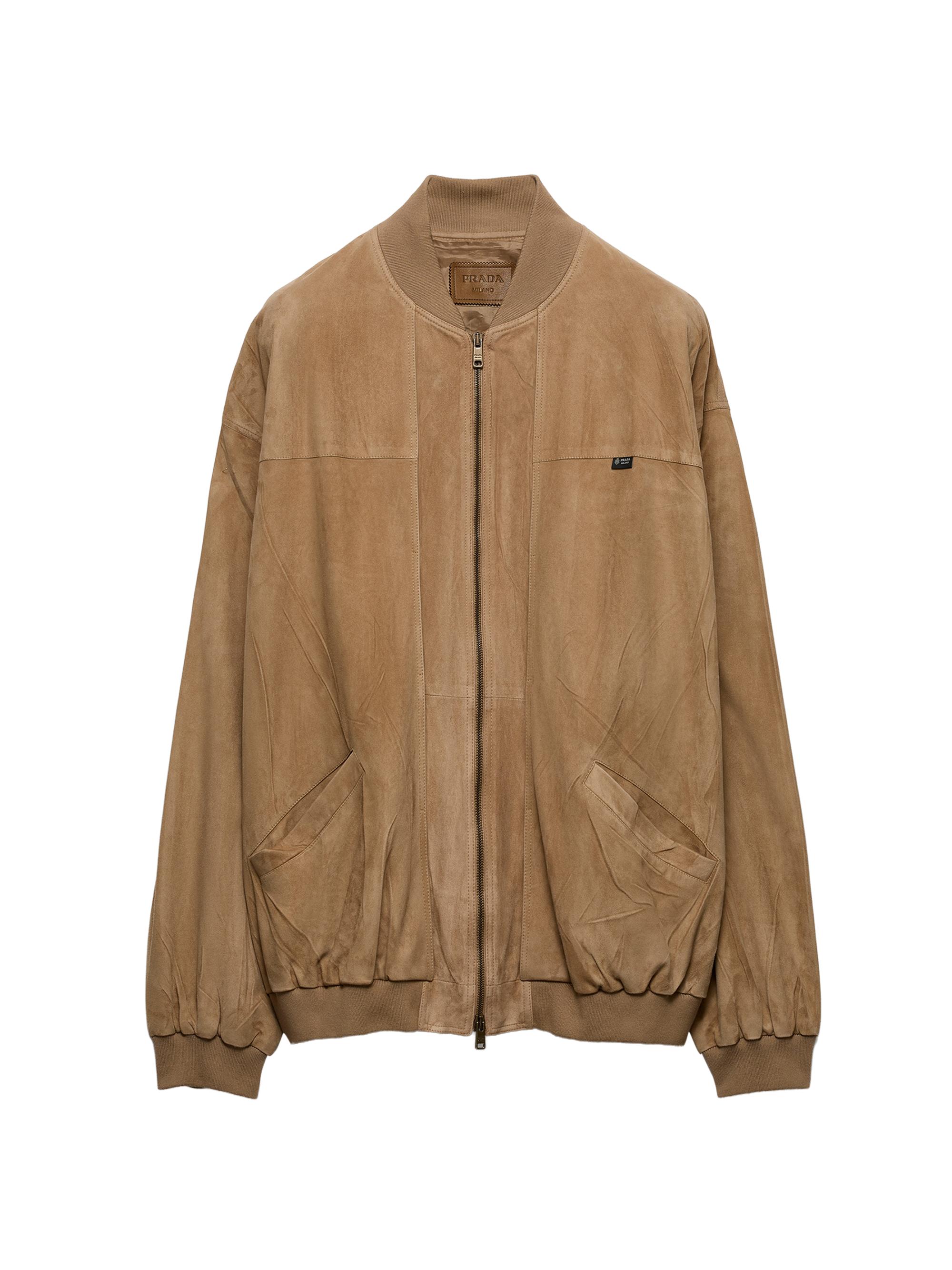 Prada Men's Suede Bomber Jacket - Brown