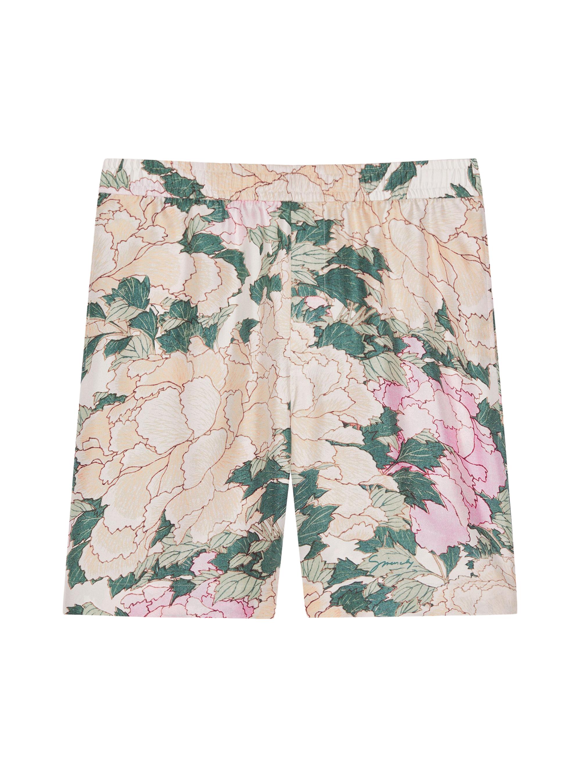 Givenchy Men's Bermuda Shorts in Silk with Pastel Flowers Print - Beige Green | Thumbnail 6
