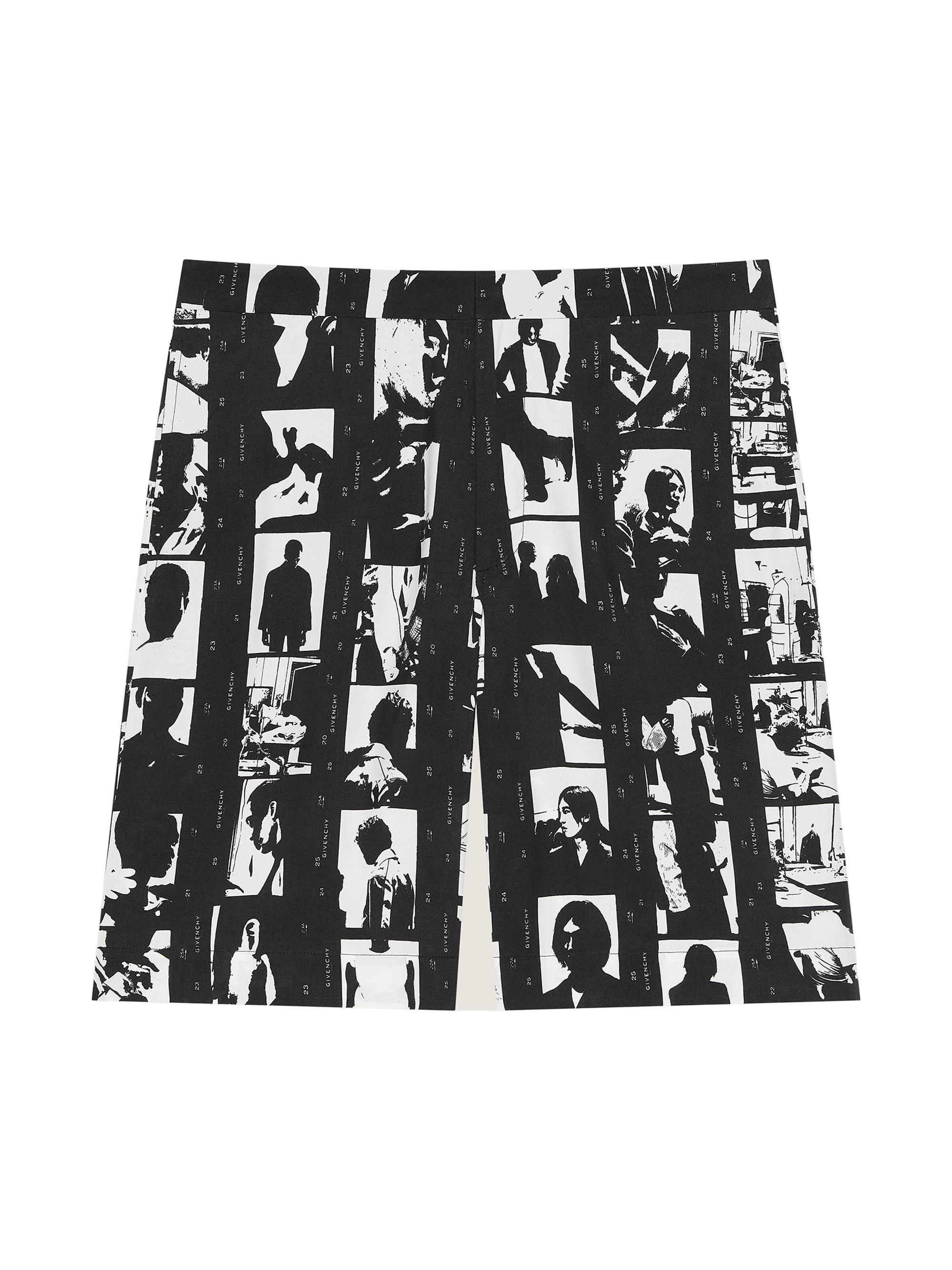 Givenchy Men's Bermuda Shorts with Photographic Negative Print - Black White