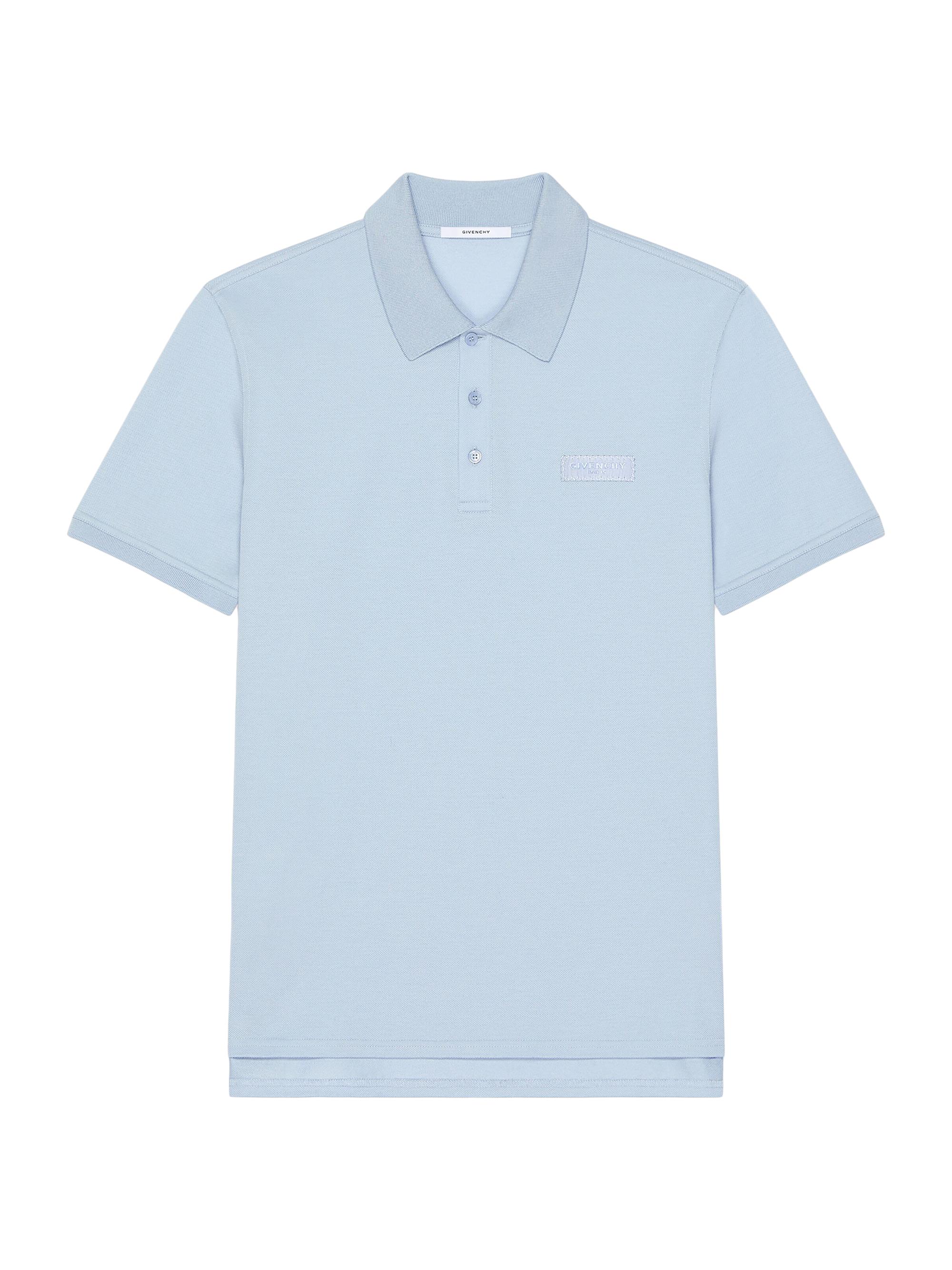 Givenchy Men's Polo Shirt in Cotton with Logo Gros Grain - Light Blue