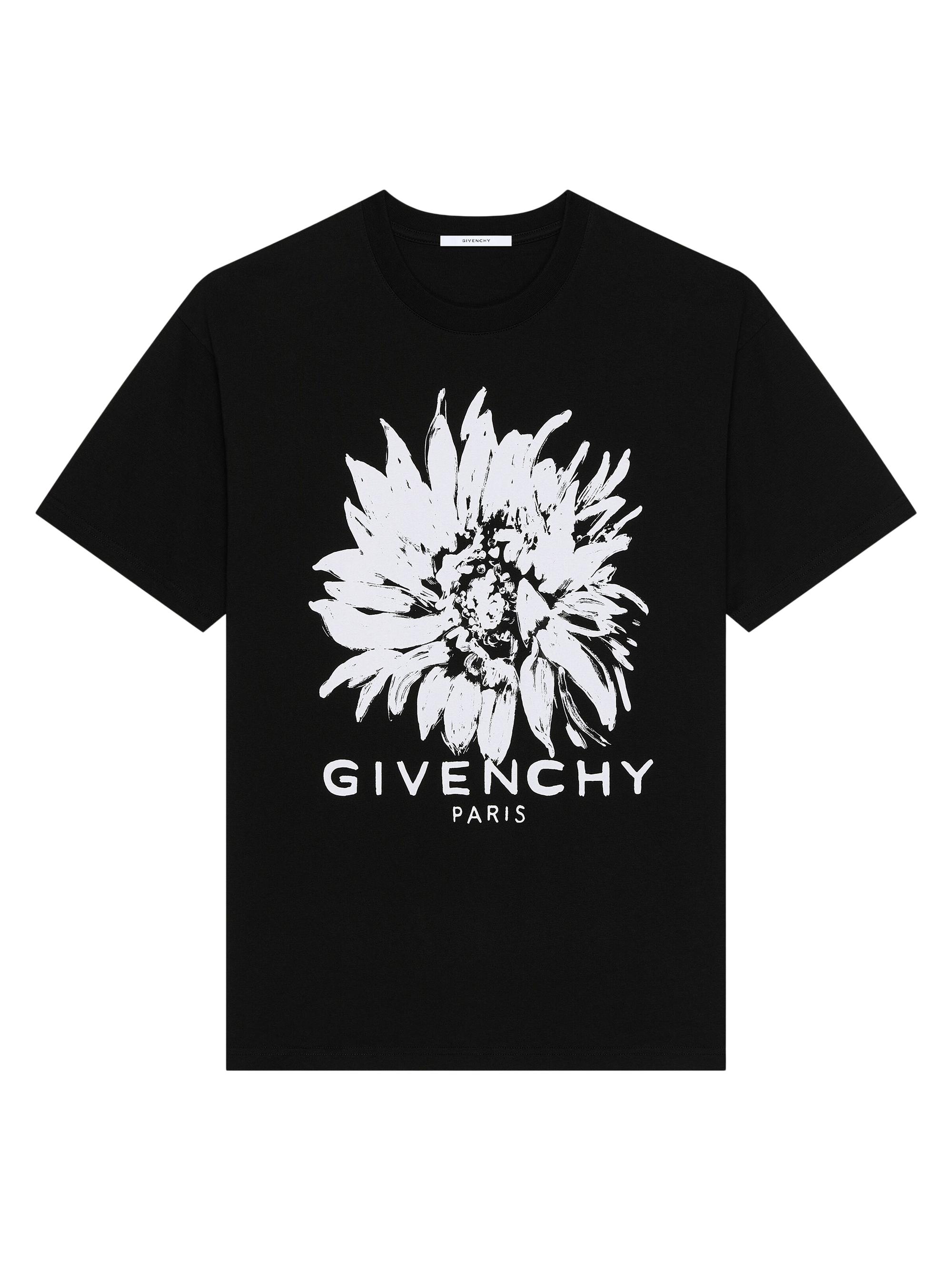 Givenchy Men's T-Shirt in Cotton with Sunflower Print - Black | Thumbnail 3