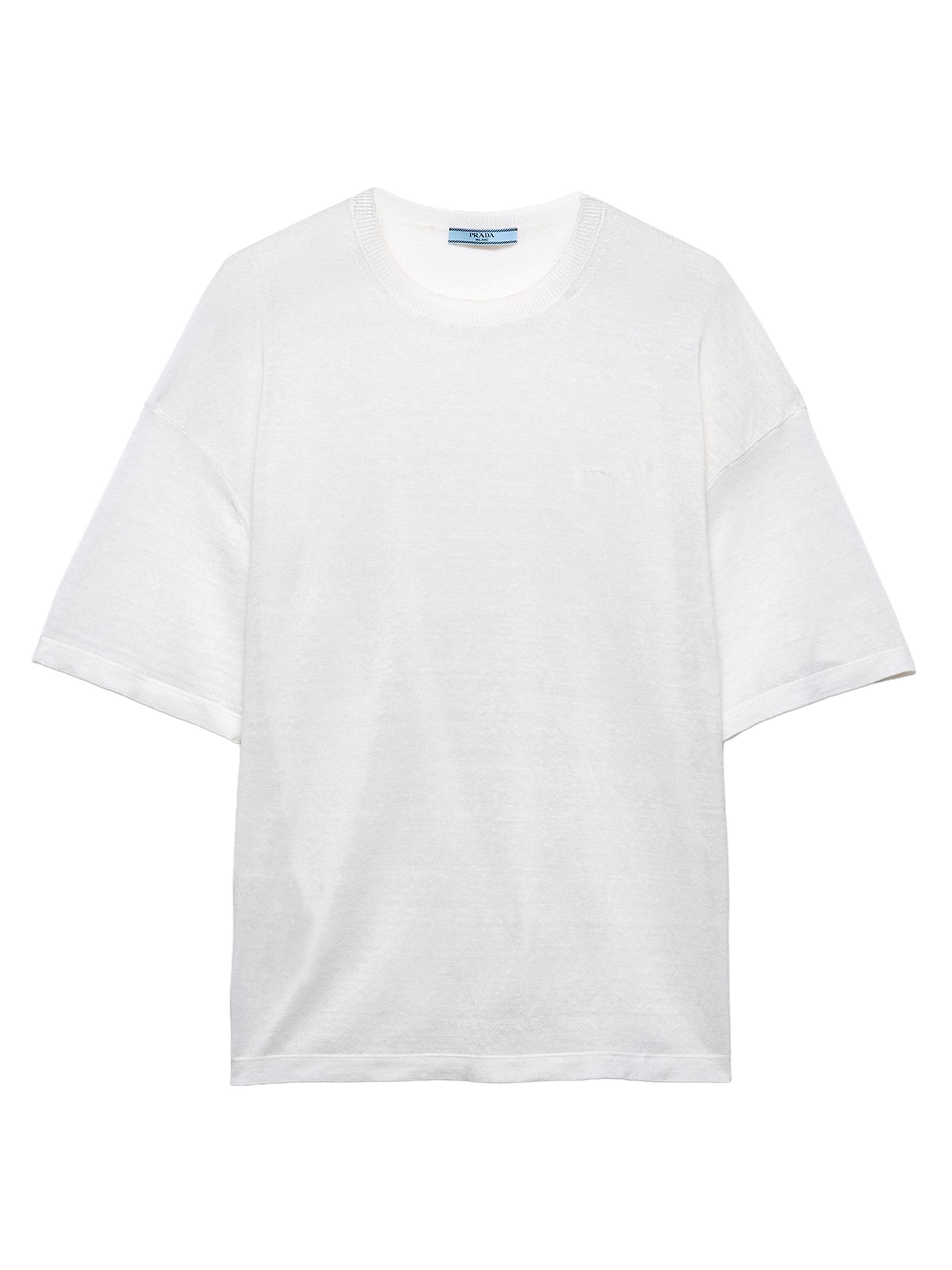 Prada Women's Short-Sleeved Linen T-Shirt - White