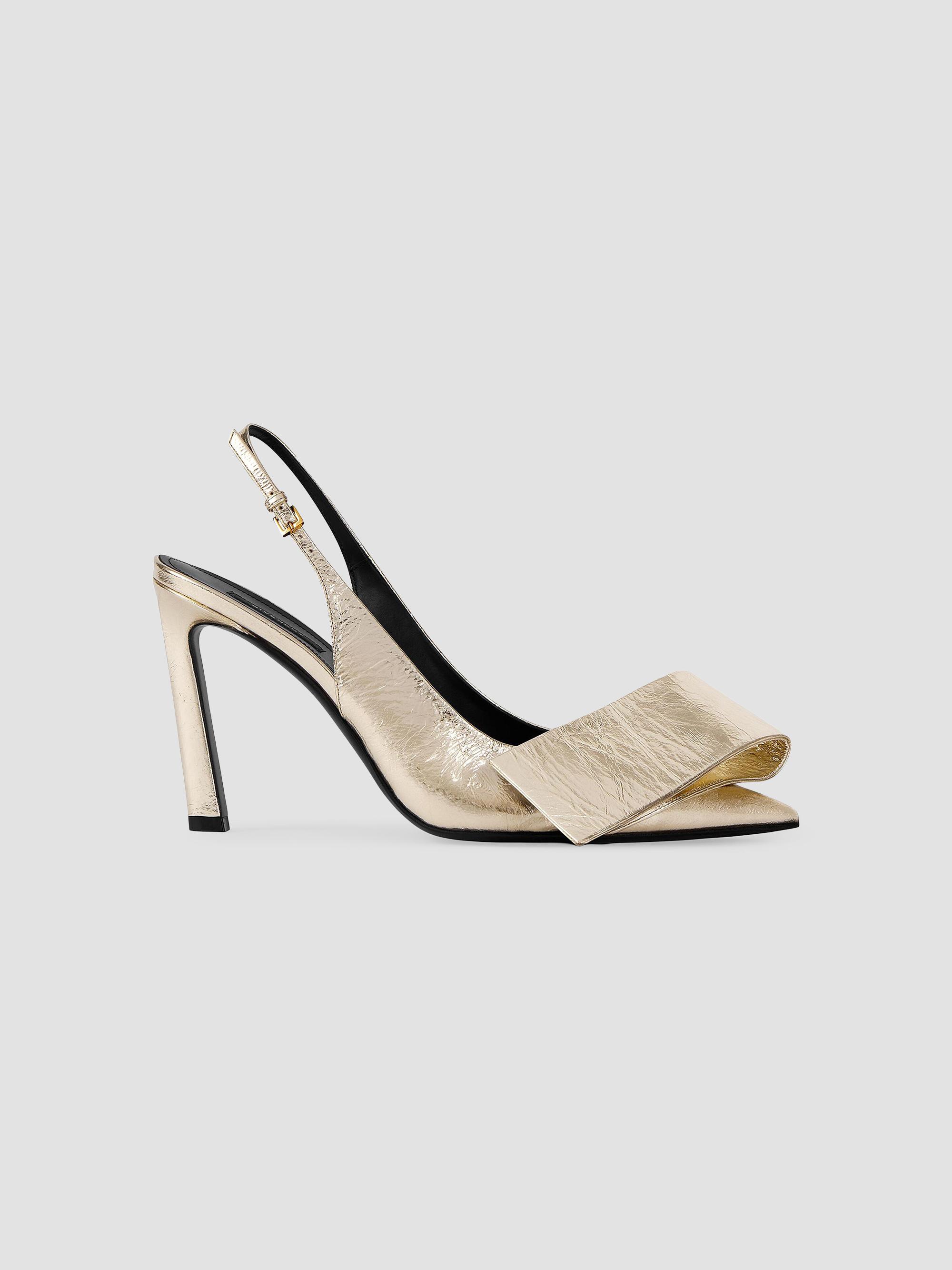 Givenchy Women's Twisted Ribbon Slingbacks Pumps in Metallic Leather - Golden | Thumbnail 5