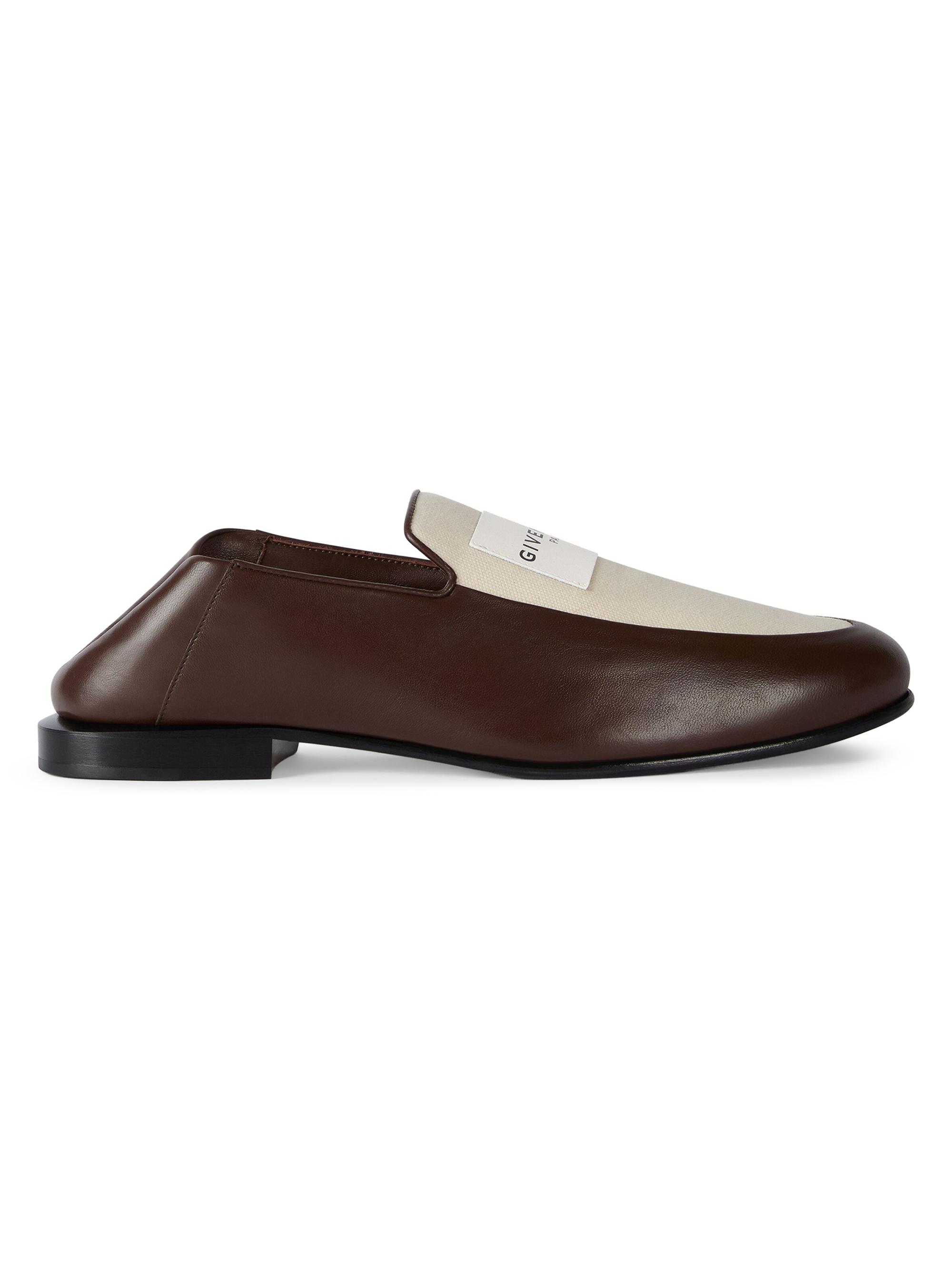 Givenchy Men's Label Loafers in Shiny Leather and Canvas - Natural Brown