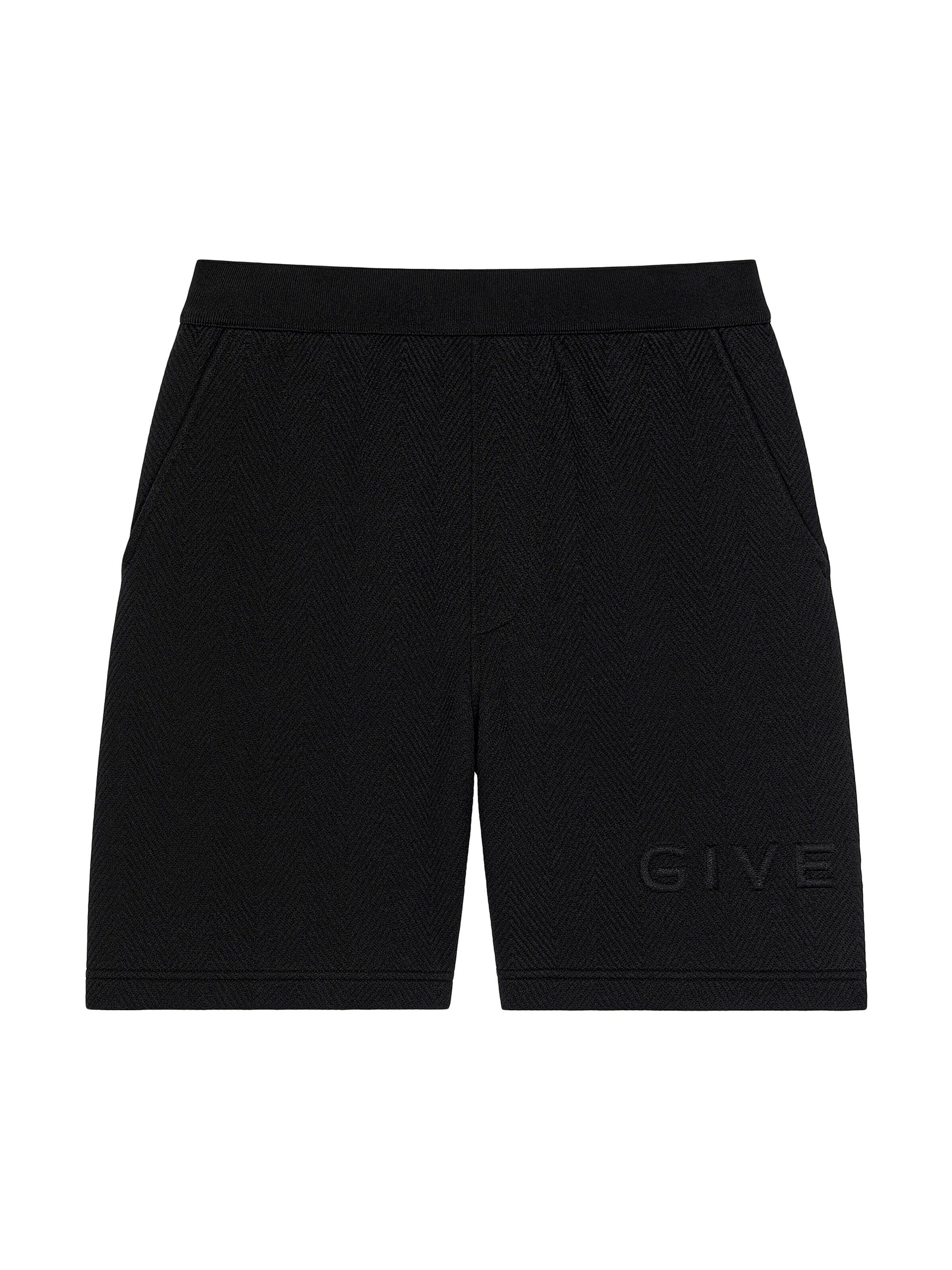 Givenchy Men's Herringbone Bermuda Shorts with Jacquard - Black