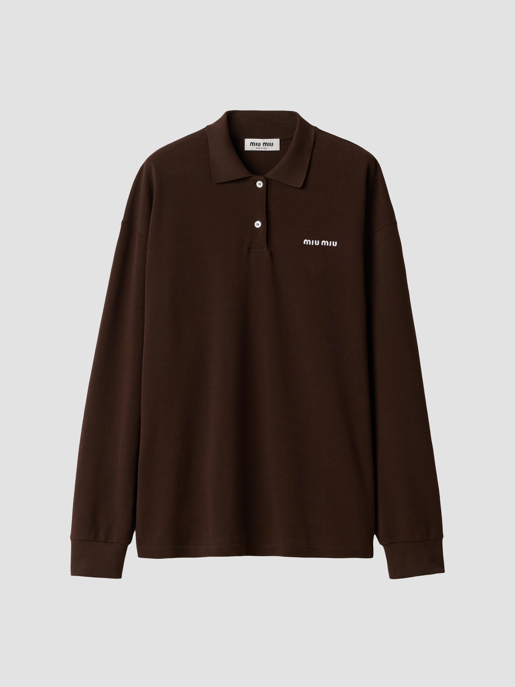 Miu Miu Women's Cotton Piqué Polo Shirt - Brown | Thumbnail 6