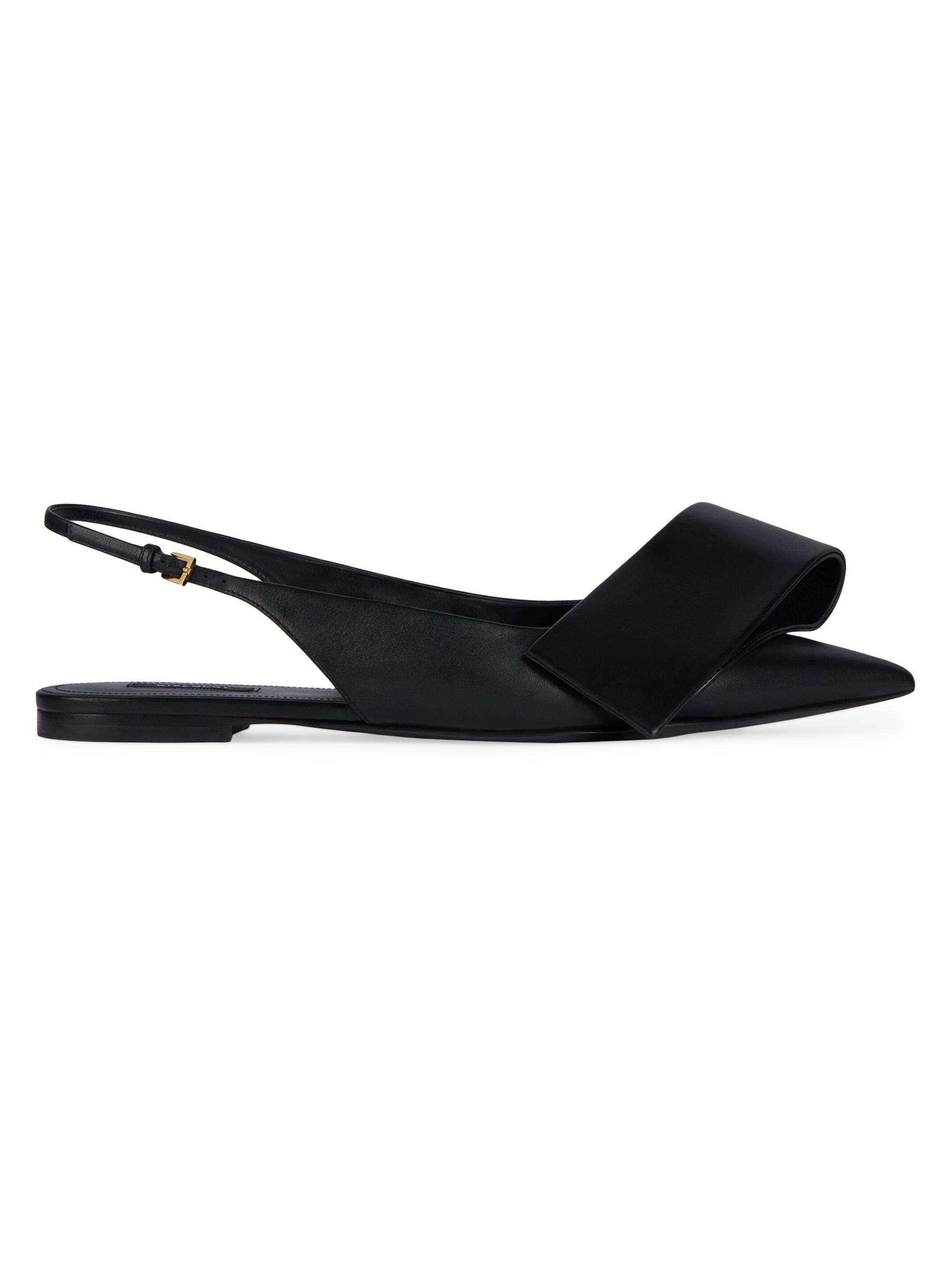 Givenchy Women's Twisted Ribbon Flat Slingbacks in Leather - Black - Women's Clothing