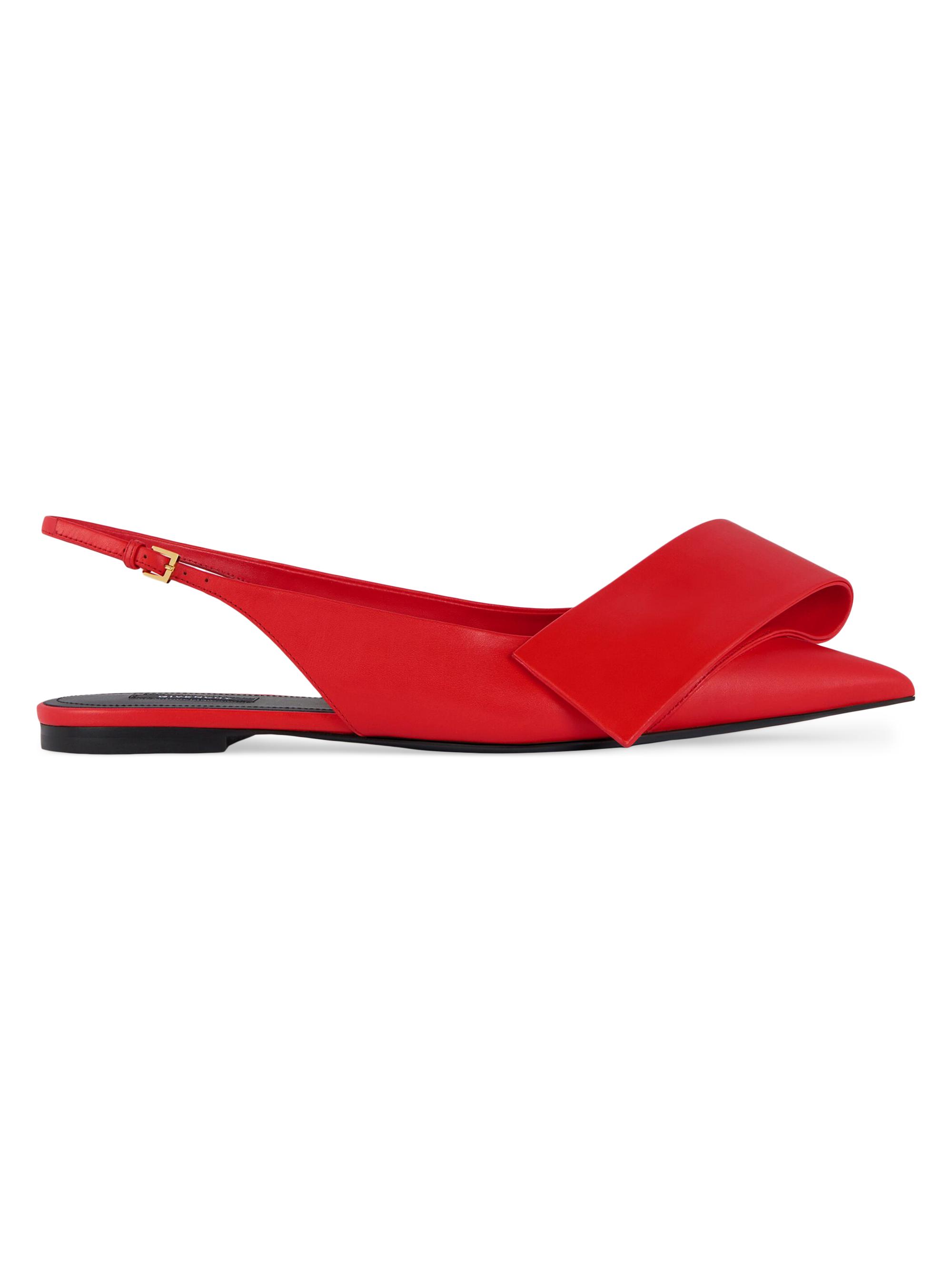 Givenchy Women's Twisted Ribbon Flat Slingbacks in Leather - Poppy Red