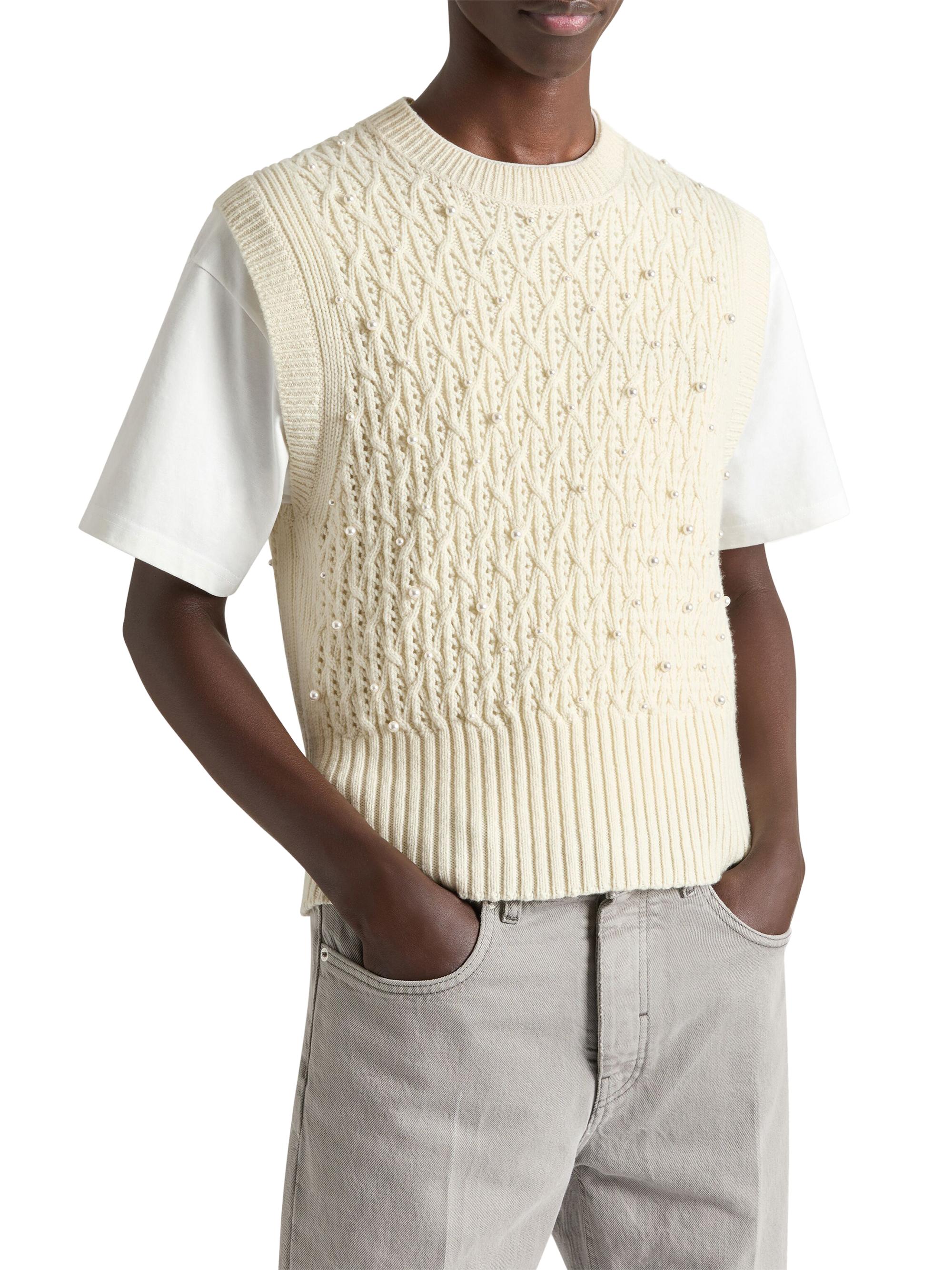 Givenchy Sleeveless Sweater in Wool with Pearl Embroidery | Saks