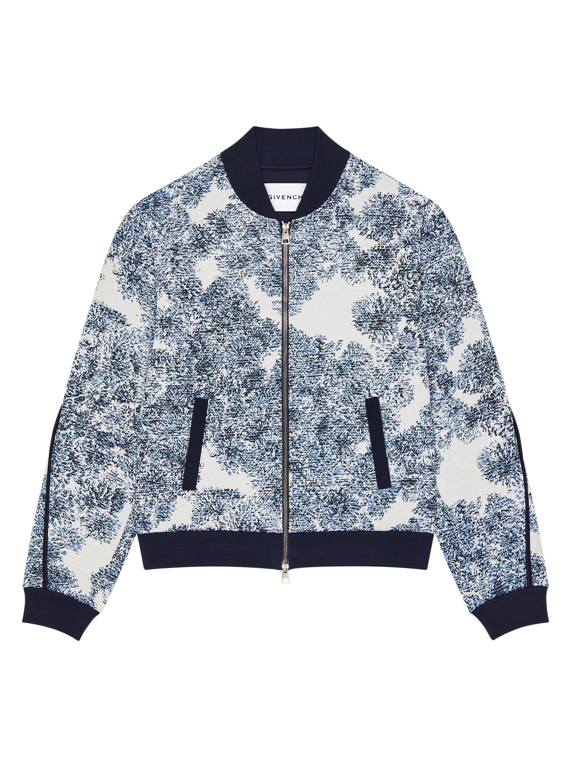 Givenchy Men's Couture Seam Blouson Jacket in Cotton with Pompom Print - Blue White