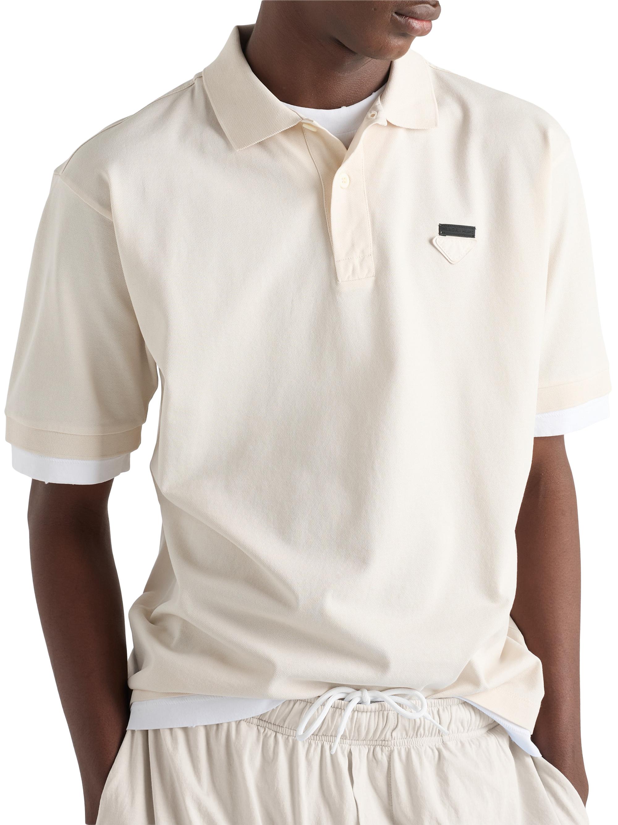 Prada Men's Cotton Polo Shirt - Beige Khaki | Thumbnail 2