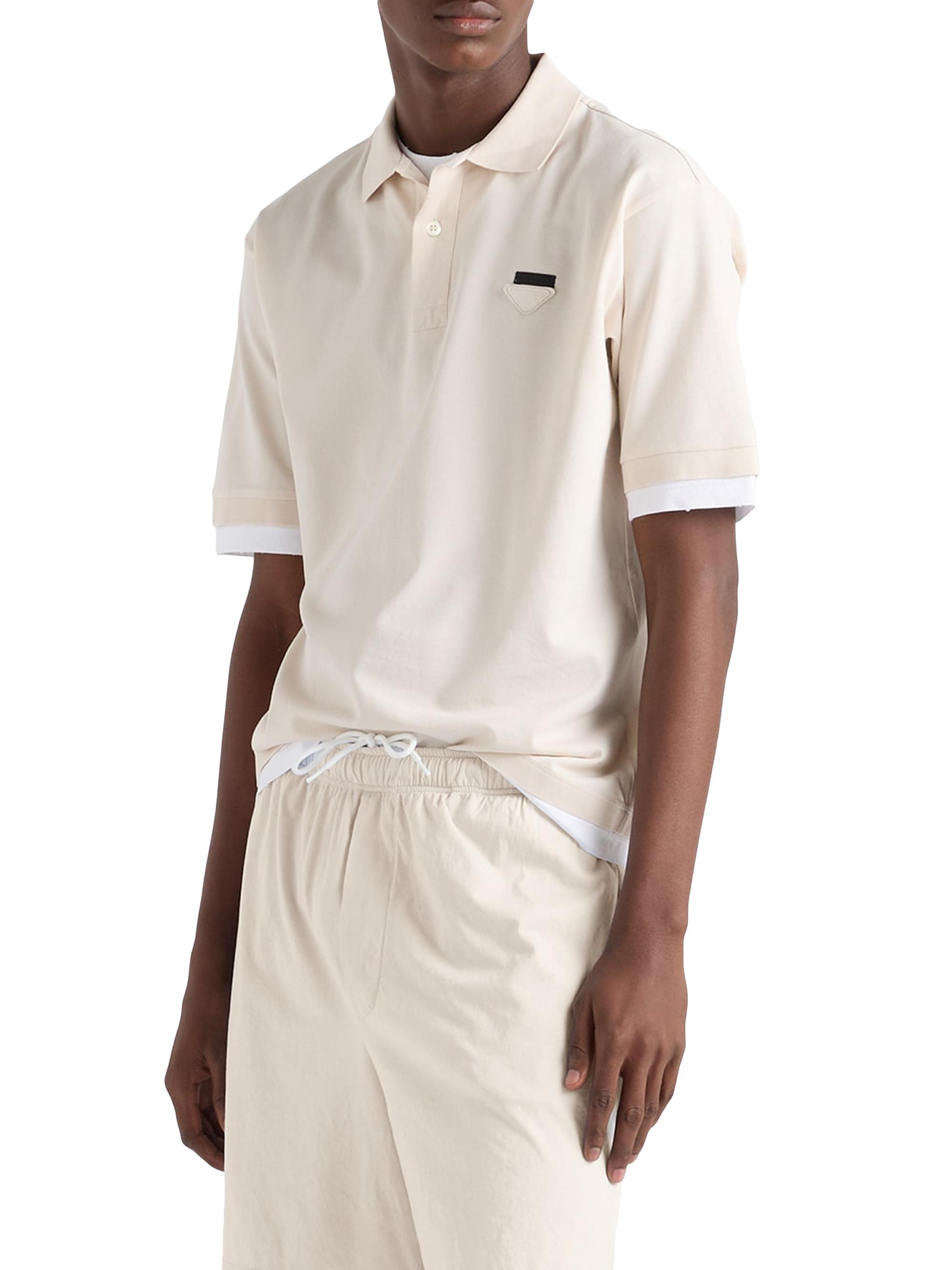 Prada Men's Cotton Polo Shirt - Beige Khaki | Thumbnail 3