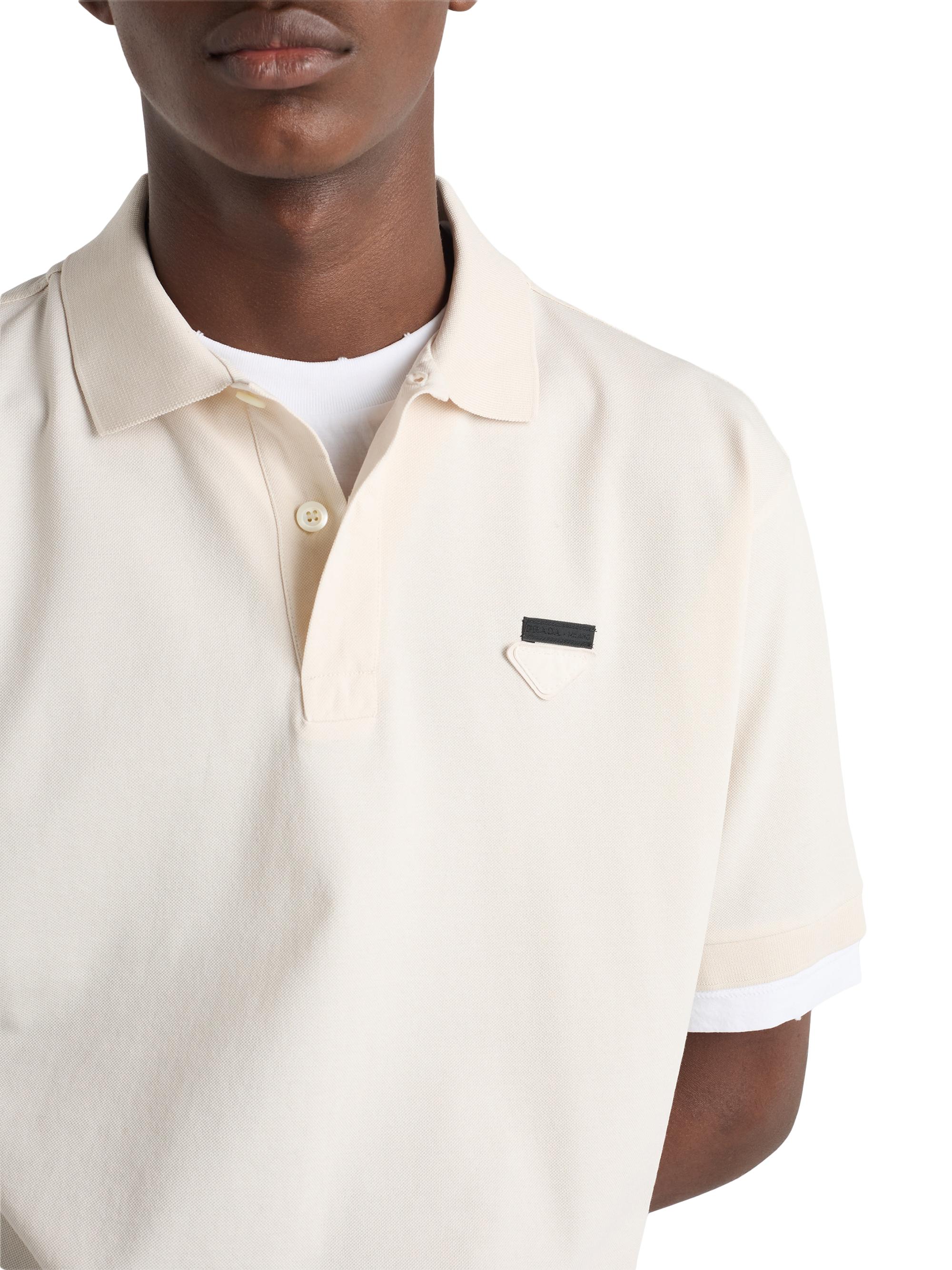 Prada Men's Cotton Polo Shirt - Beige Khaki | Thumbnail 5