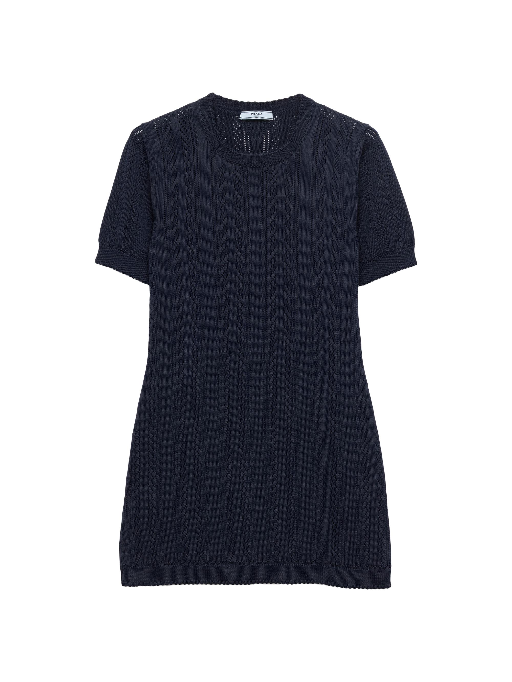Prada Women's Openwork Cotton Mini-Dress - Blue