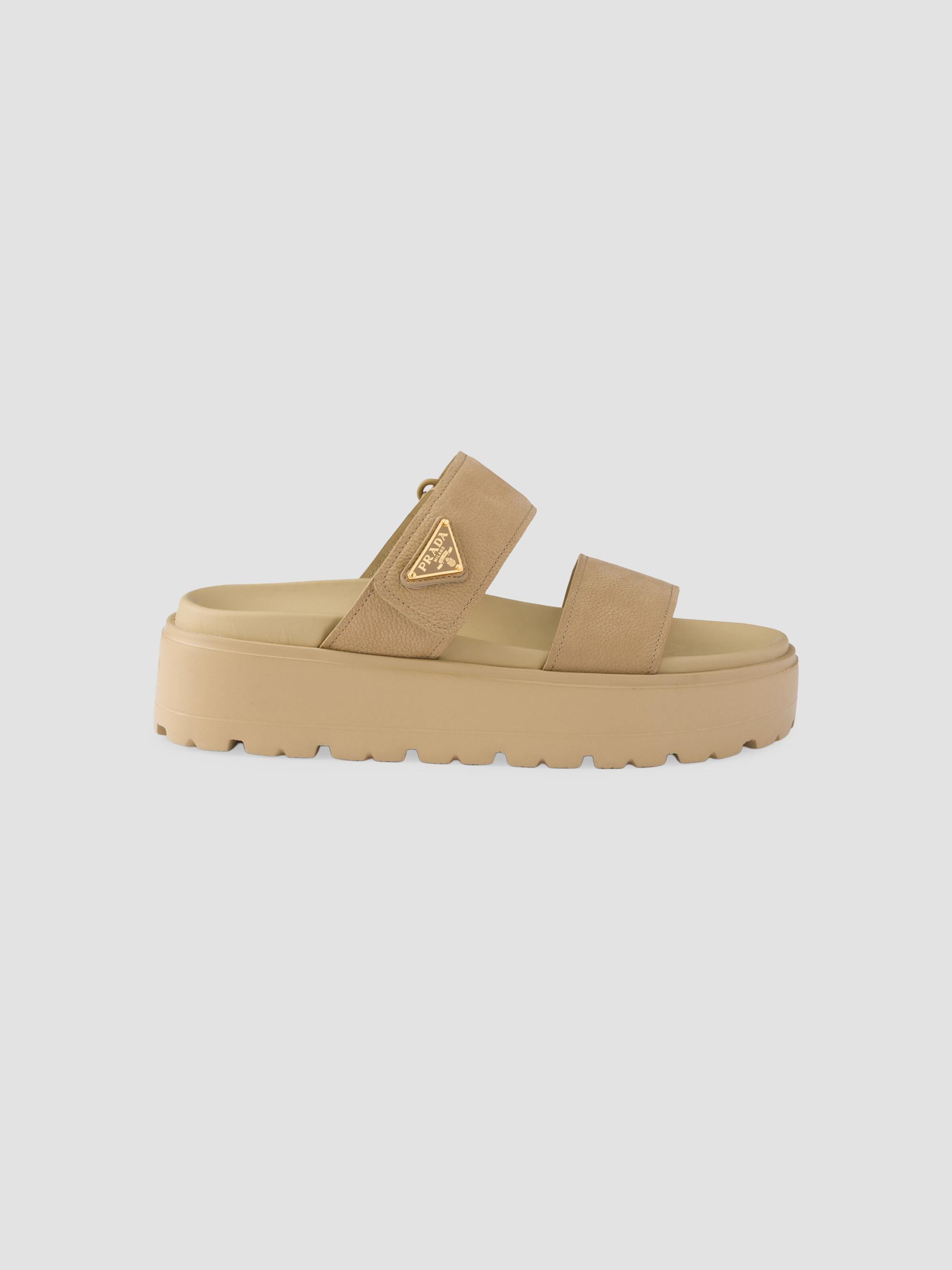 PRADA ベージュ オープントゥパンプス Prada Nubuck Slides | Saks Fifth Avenue