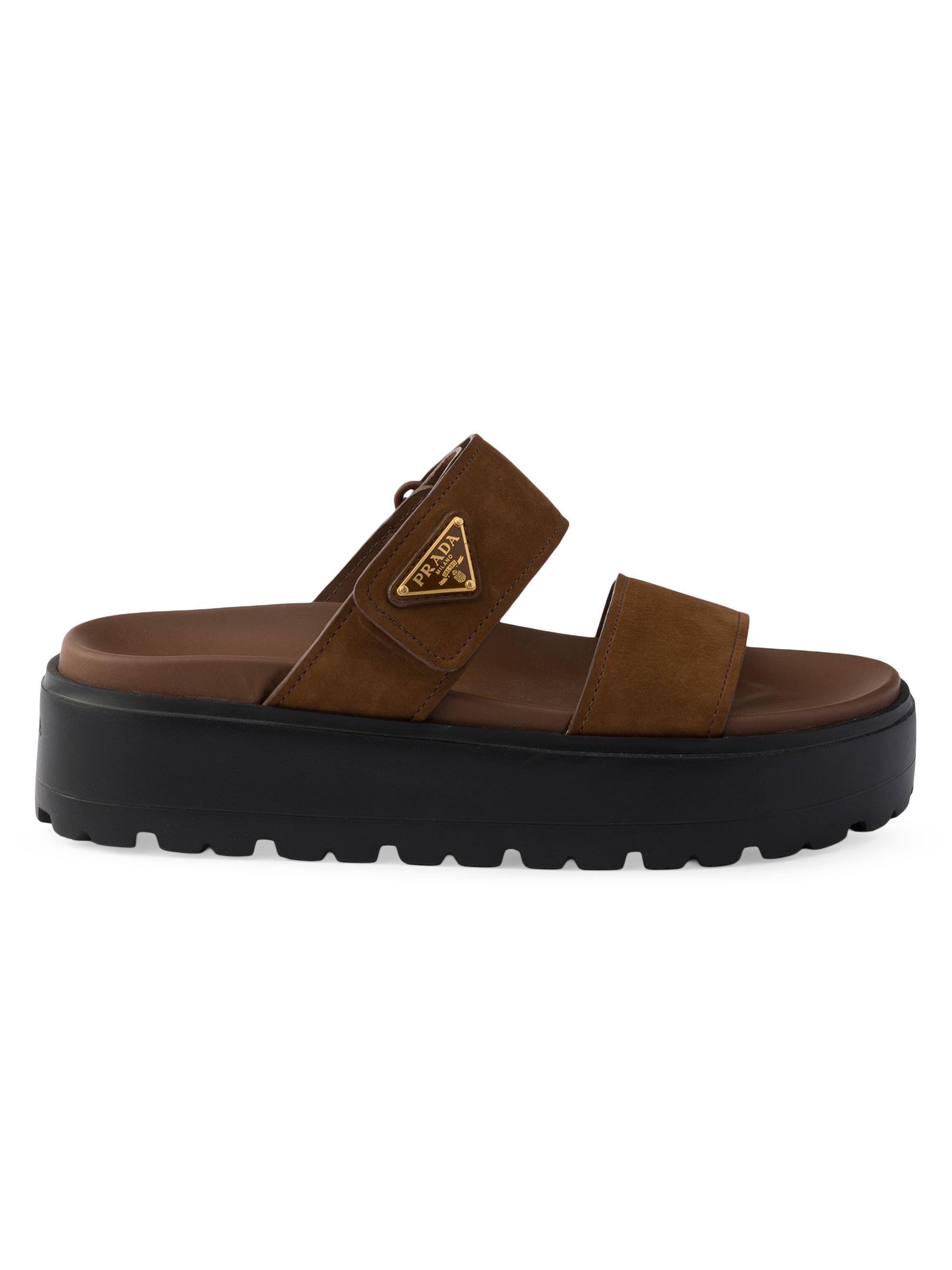 Prada Women's Nubuck Slides - Brown