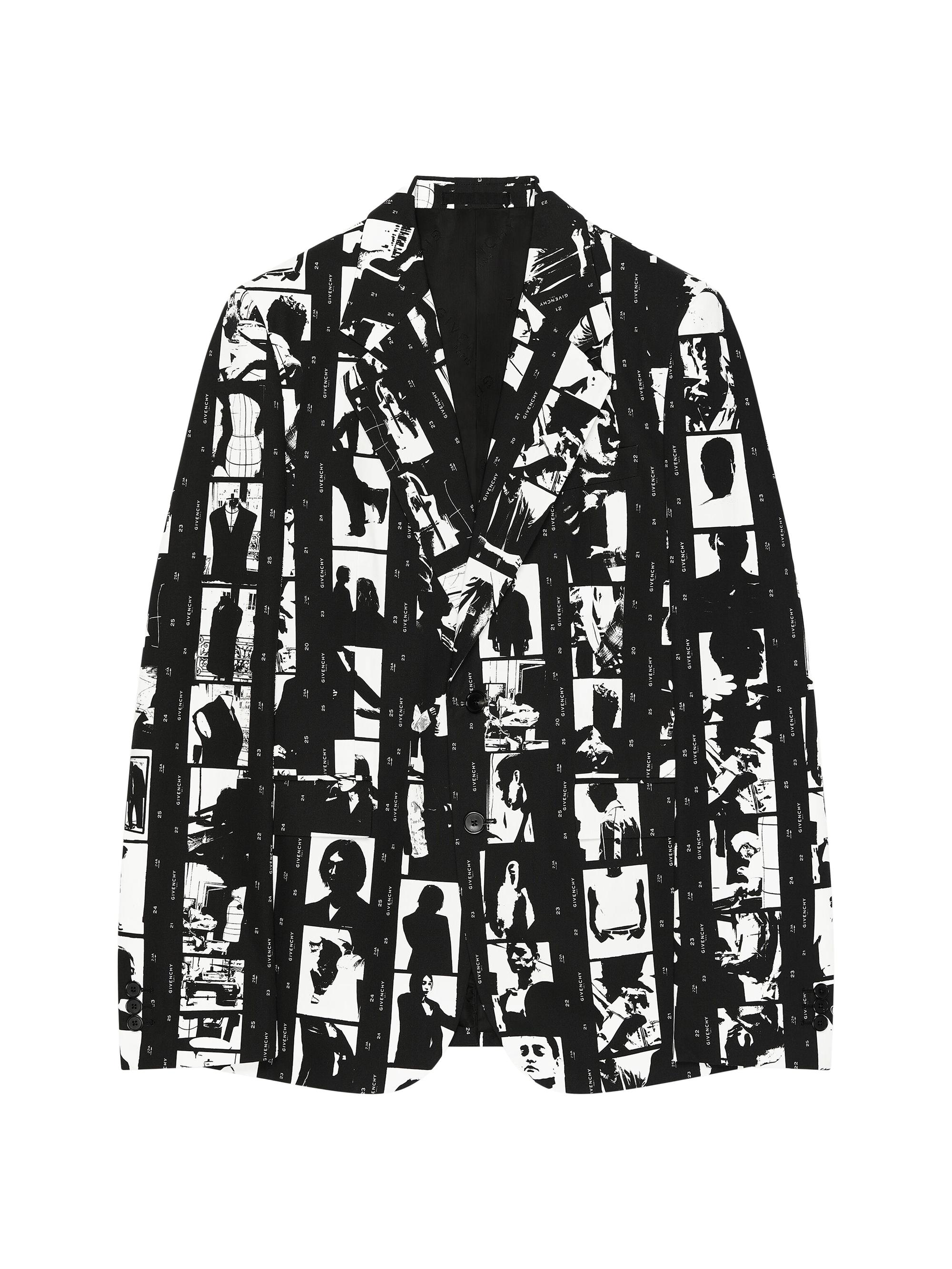 Givenchy Men's Fitted Jacket in Cotton with Photographic Negative - Black White