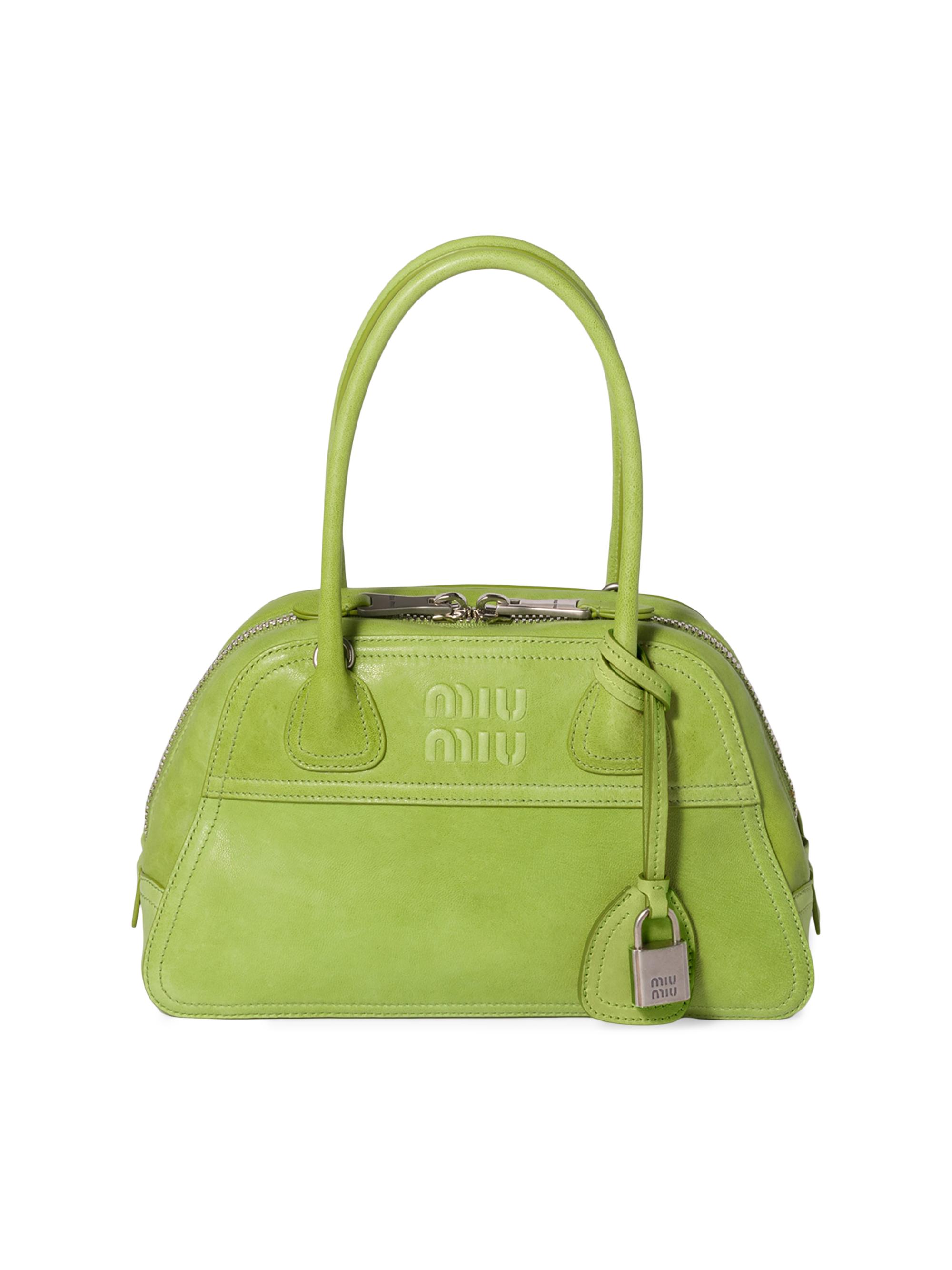 Miu Miu Women's Vivant Nappa Leather Top Handle Bag - Green