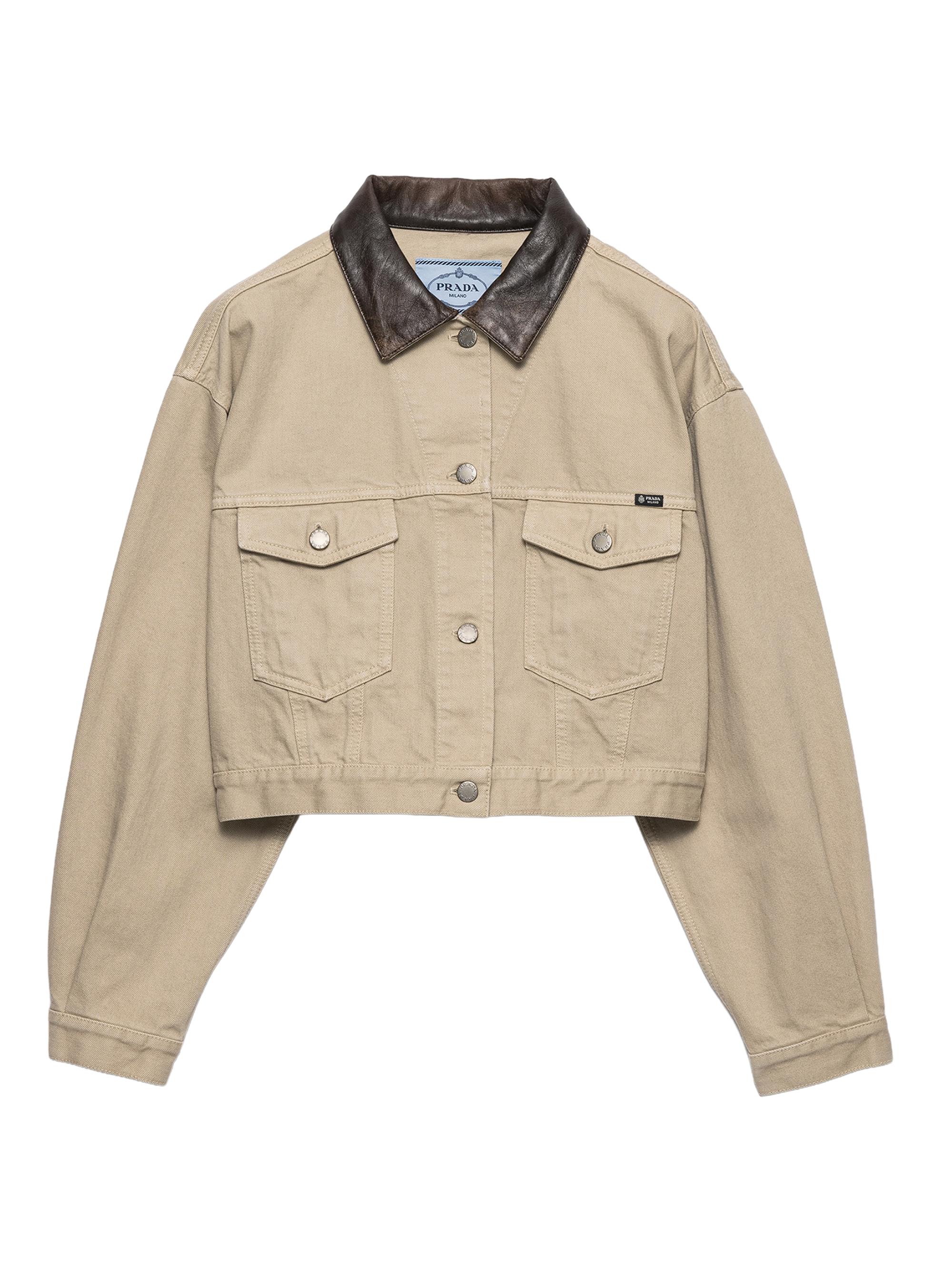 Prada Women's Cropped Old Denim Jacket - Beige