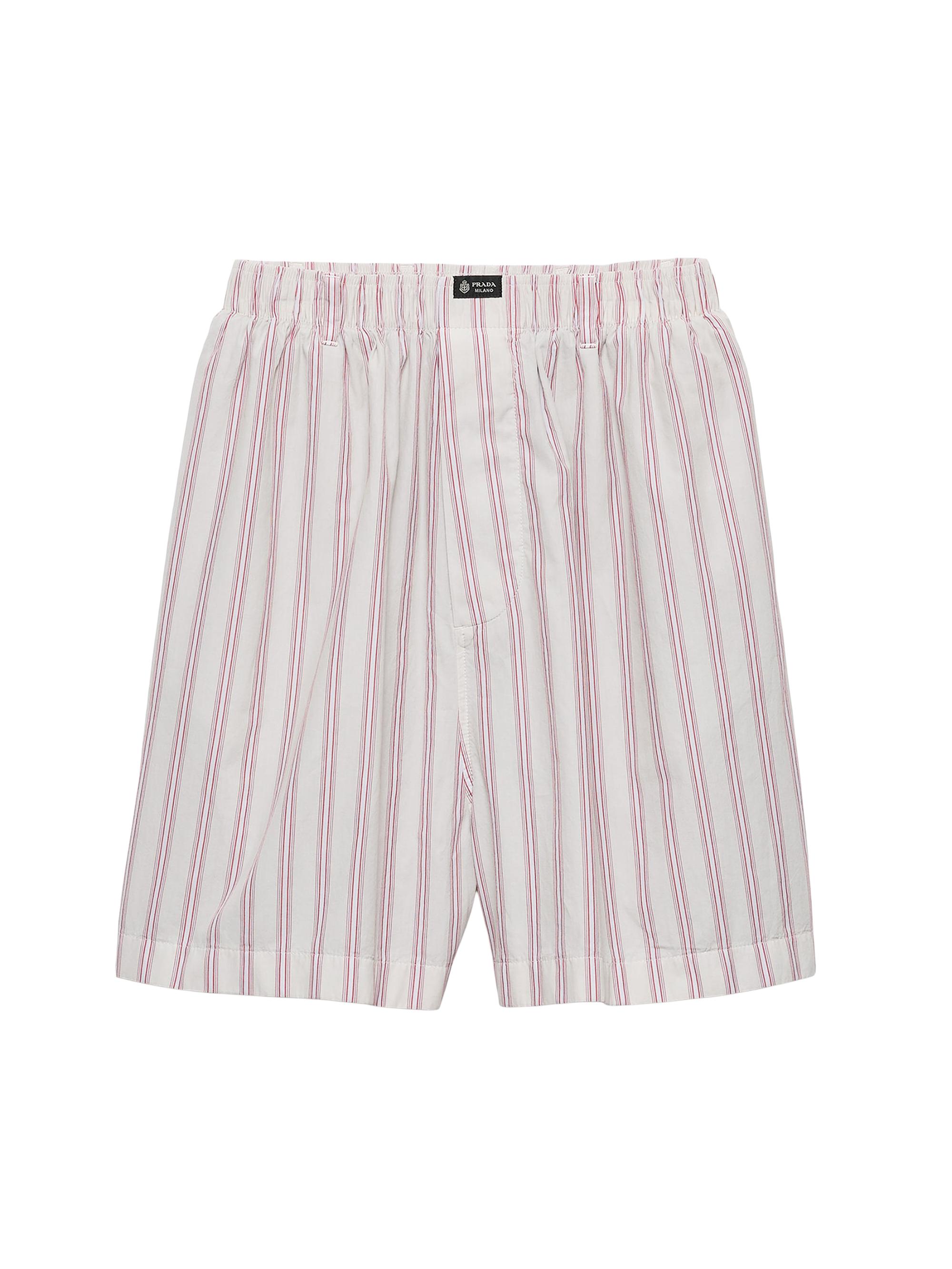 Prada Men's Poplin Bermuda Shorts - White Red | Thumbnail 6