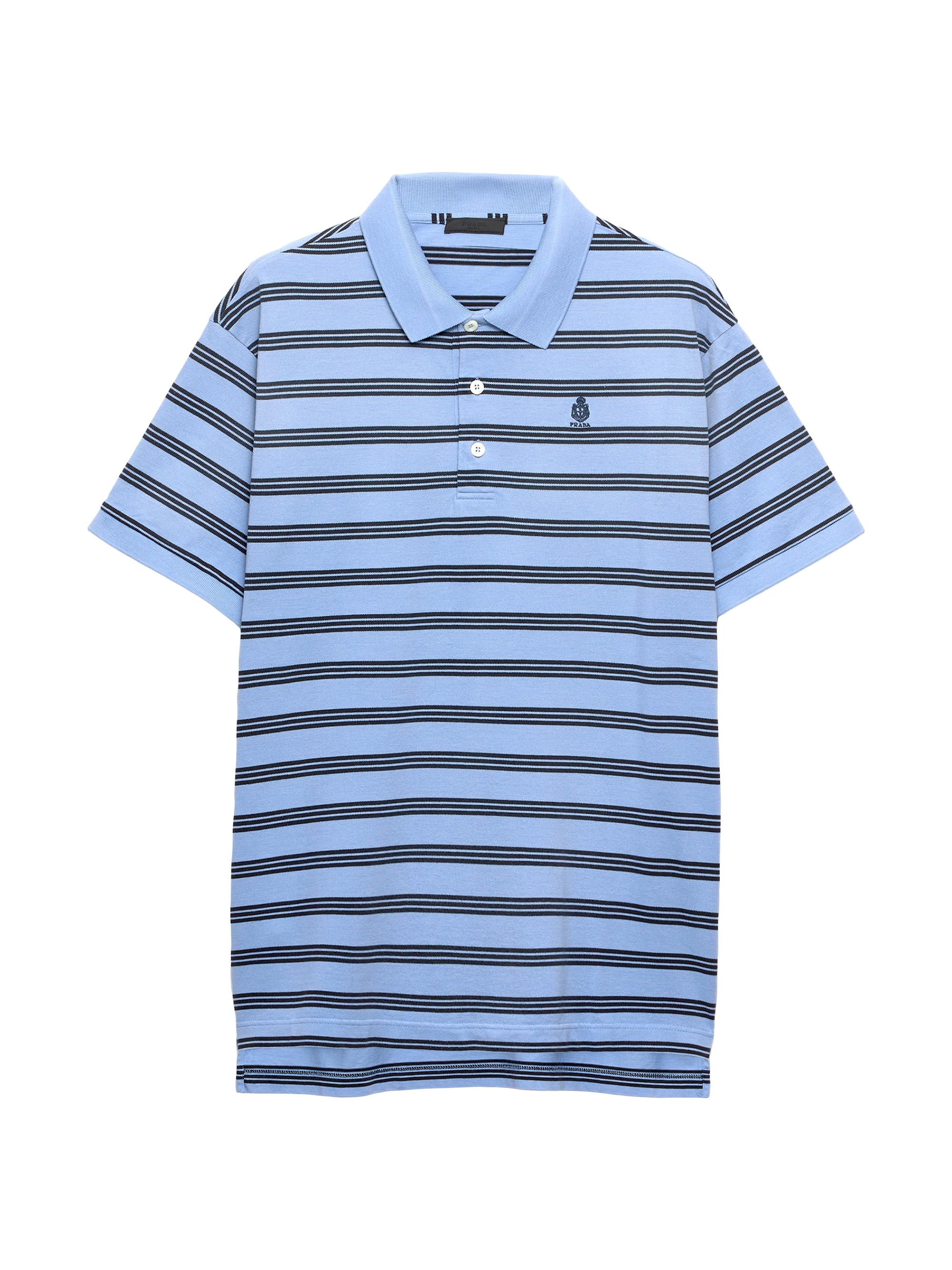 Prada Men's Garment-Dyed Cotton Polo Shirt - Blue
