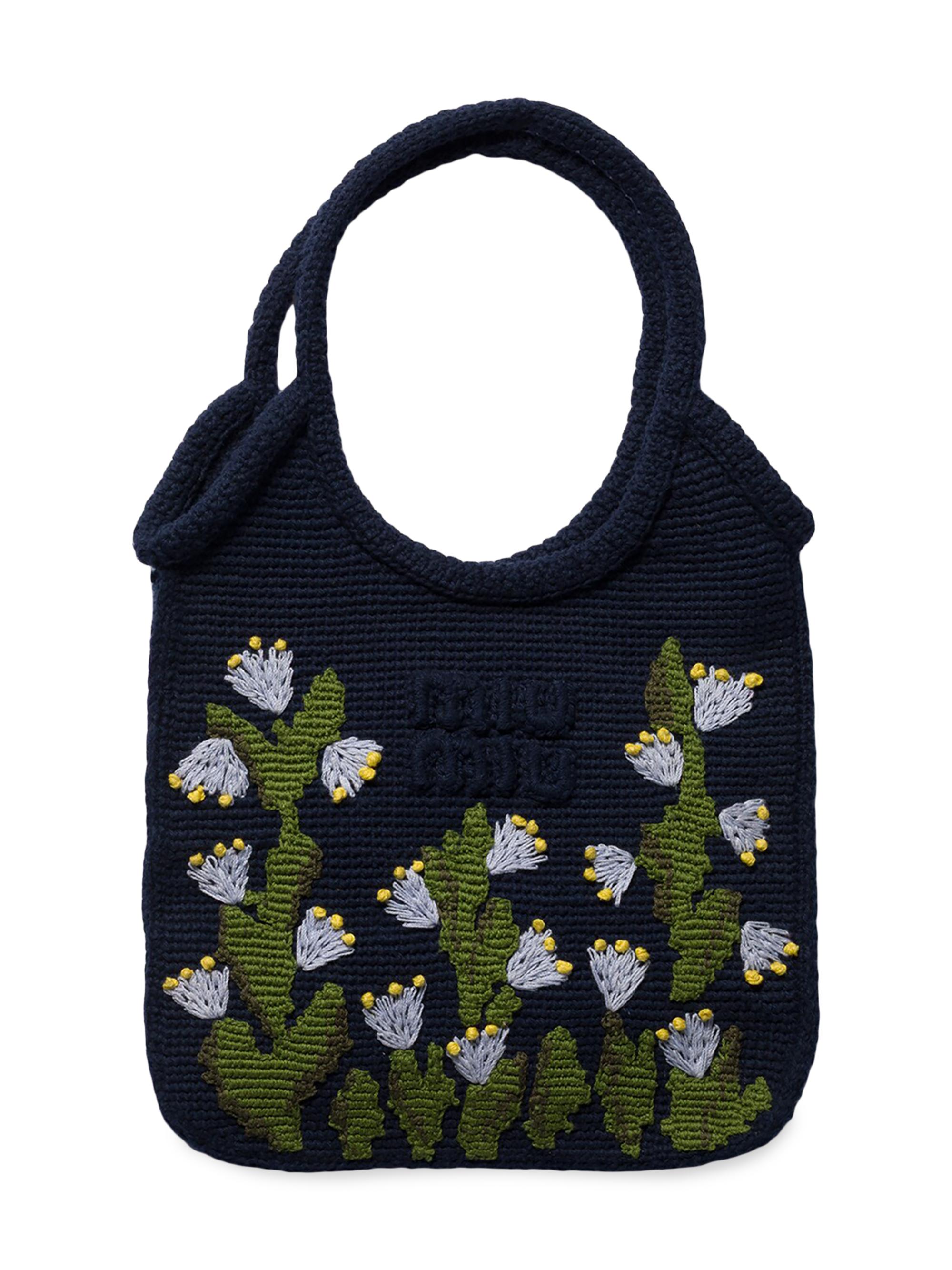 Miu Miu Women's Crochet Top Handle Bag - Blue