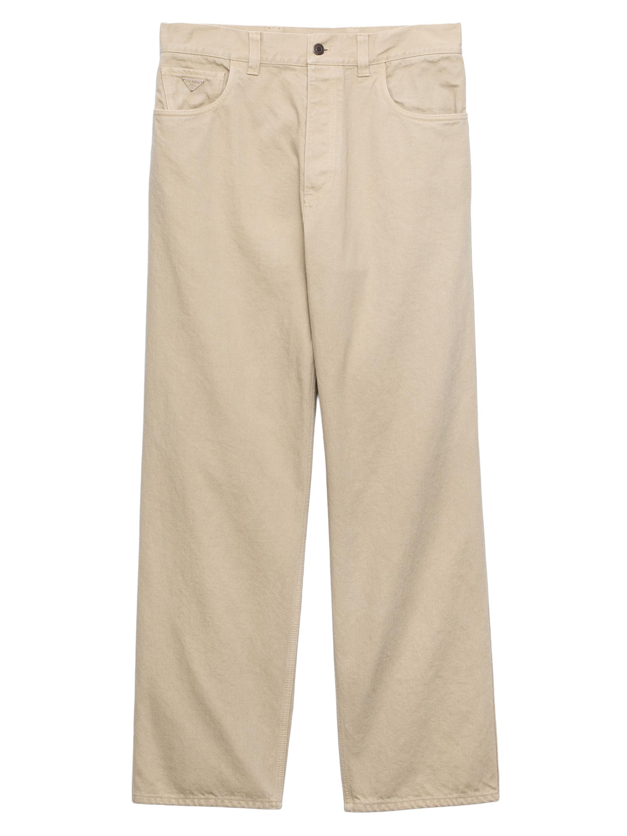 Prada Men's Five-Pocket Old Denim Jeans - Beige Khaki