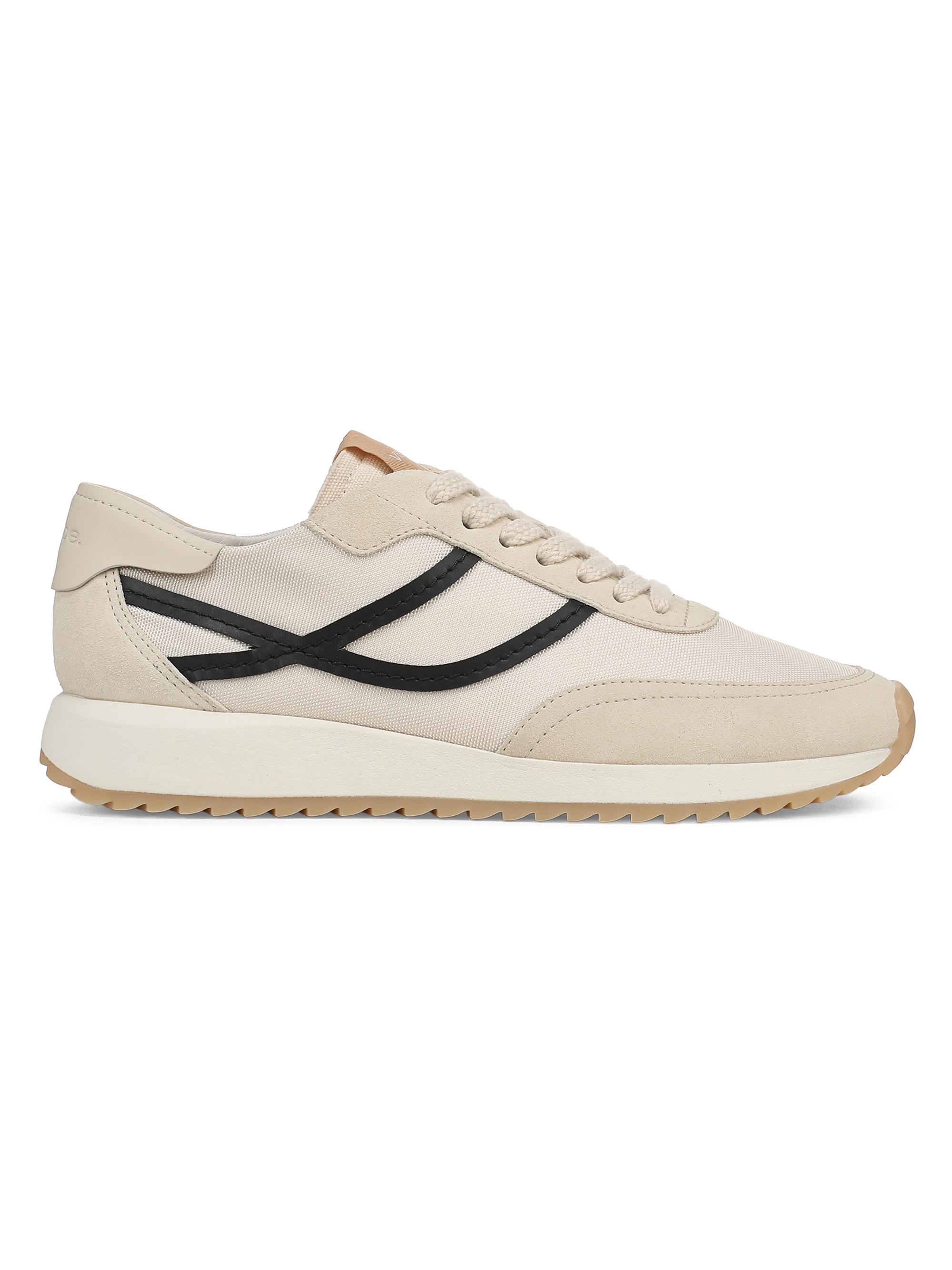 Vince Women's Santa Monica Contrast-Striped Suede Low-Top Sneakers - Moonlight Black