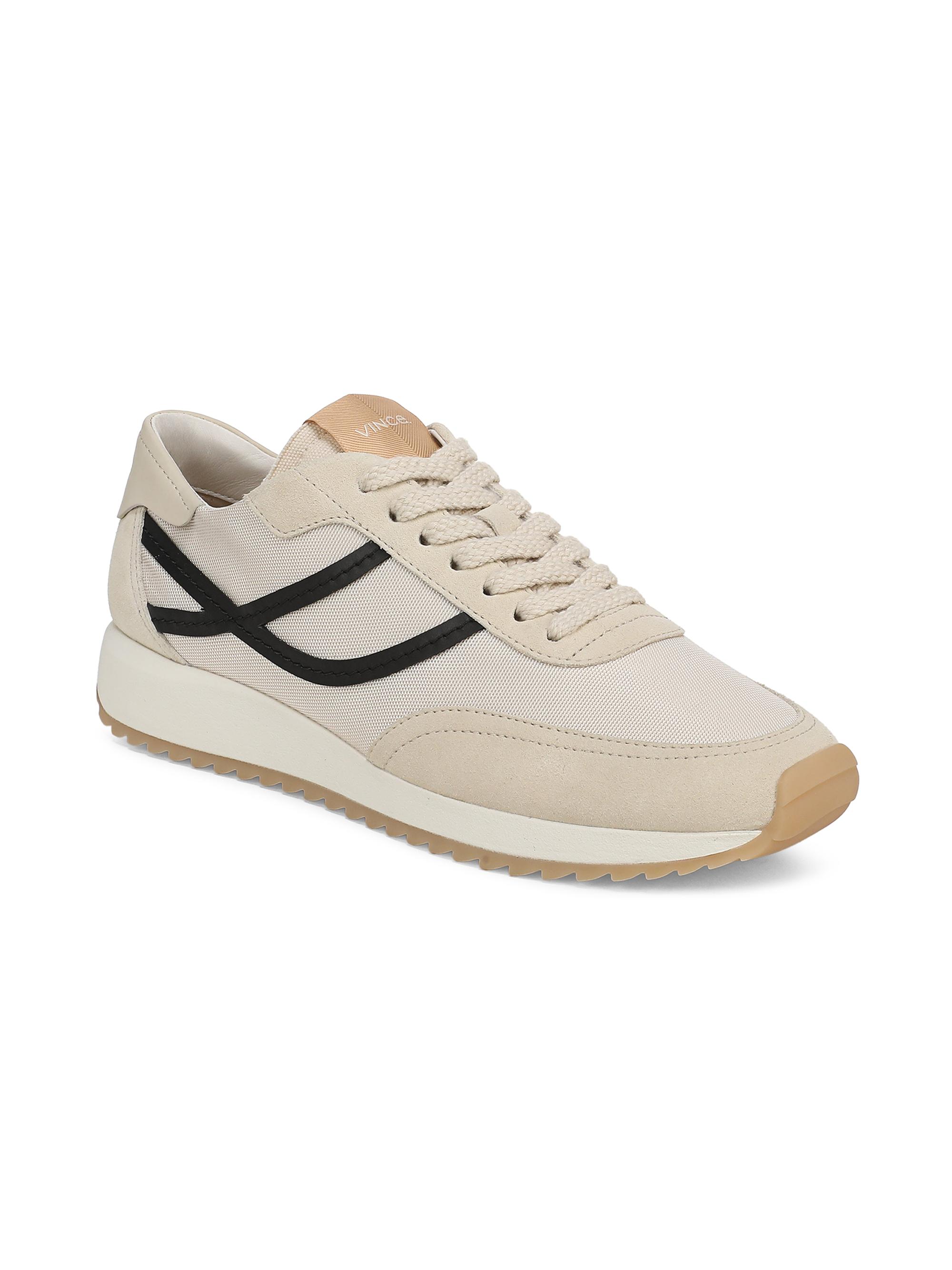 Vince Women's Santa Monica Contrast-Striped Suede Low-Top Sneakers - Moonlight Black | Thumbnail 2