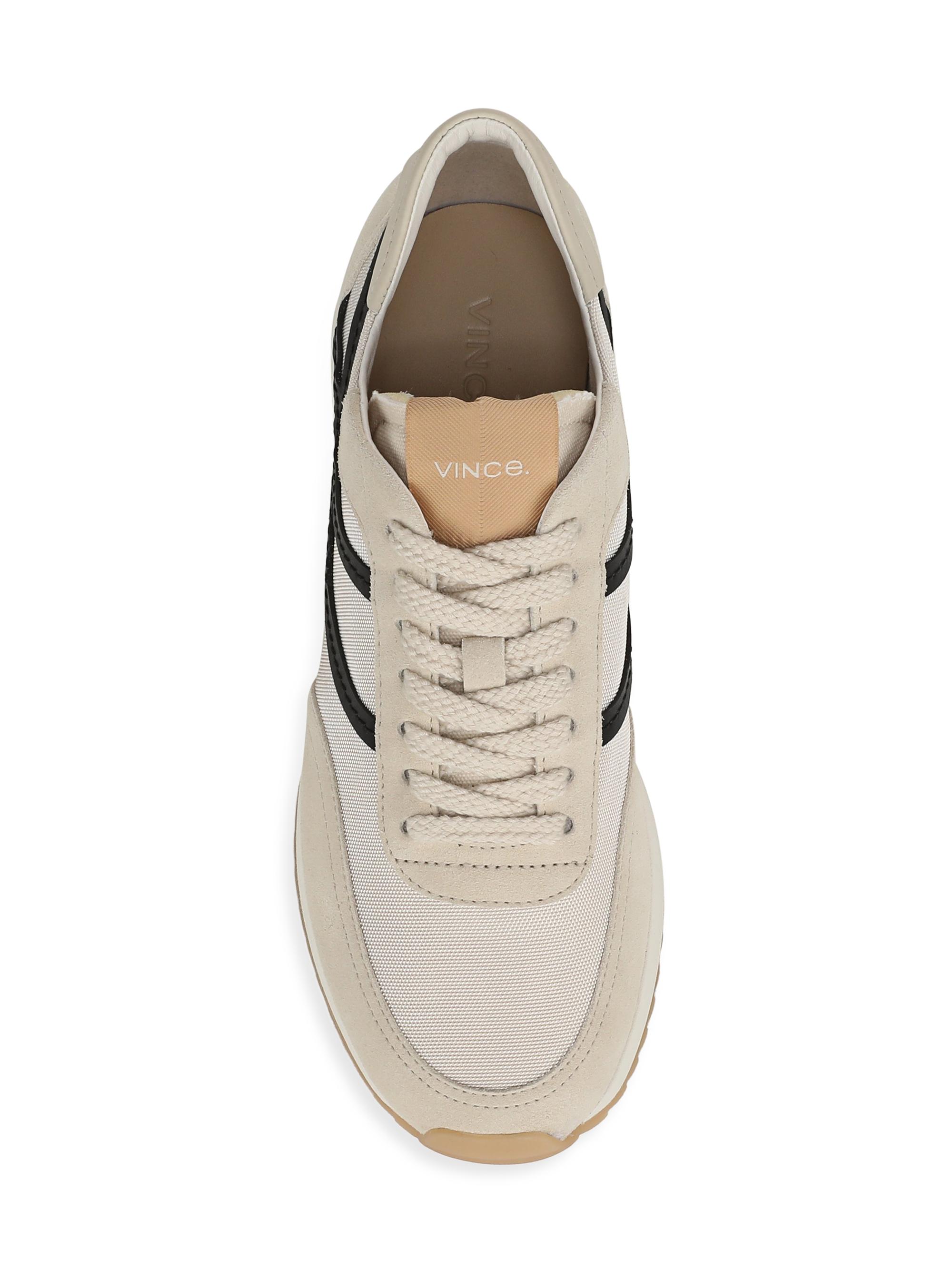 Vince Women's Santa Monica Contrast-Striped Suede Low-Top Sneakers - Moonlight Black | Thumbnail 4