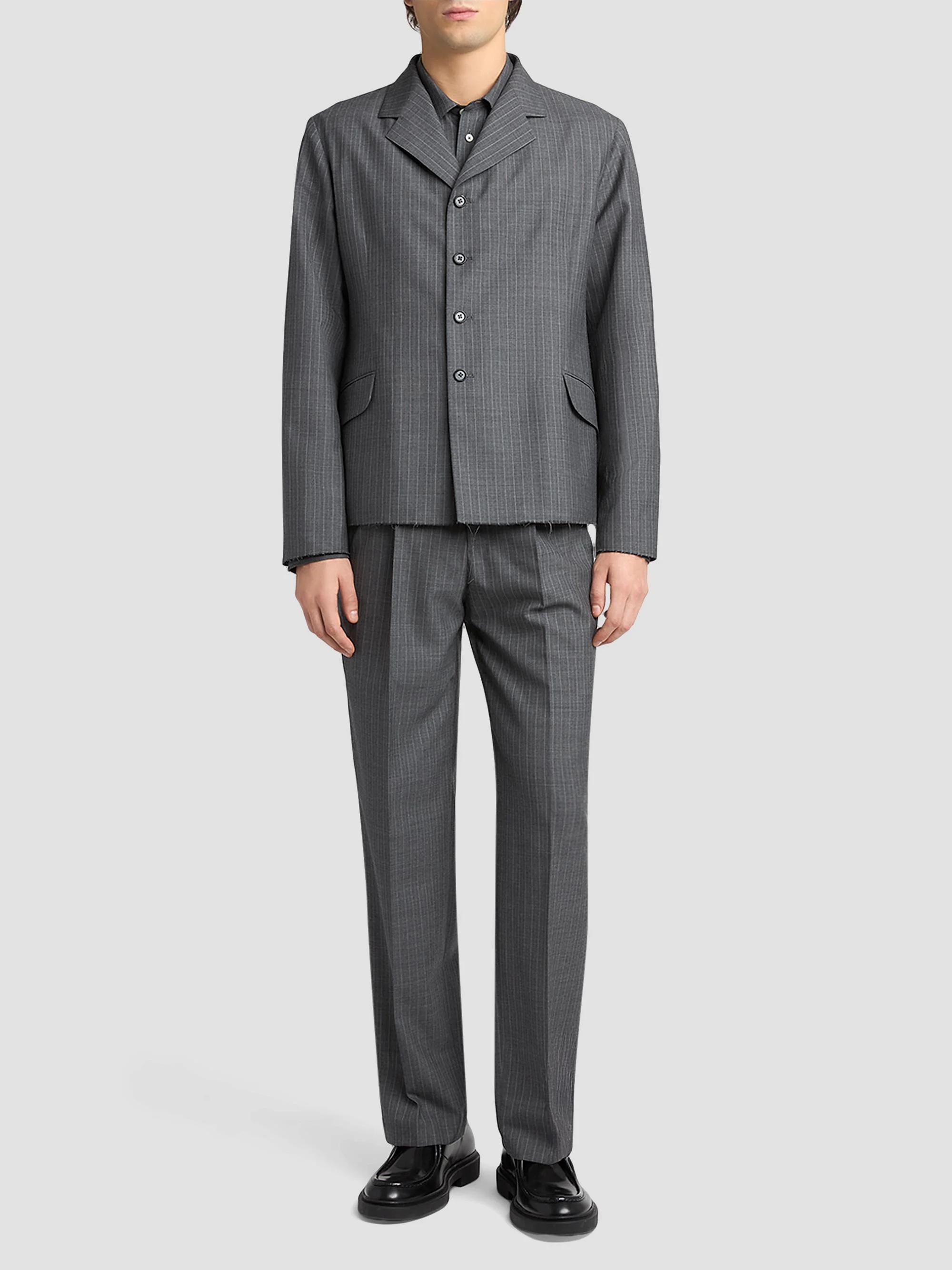 Jil Sander Pleated Pinstripe Check Wool Trousers | Saks Fifth Avenue