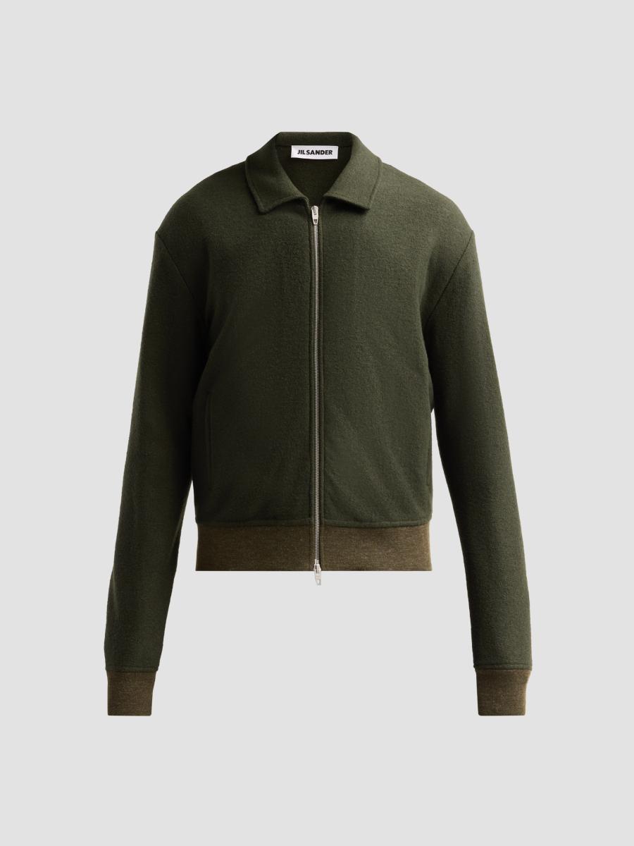 Jil Sander Men's Felted Wool-blend Jersey Jacket In Beetle
