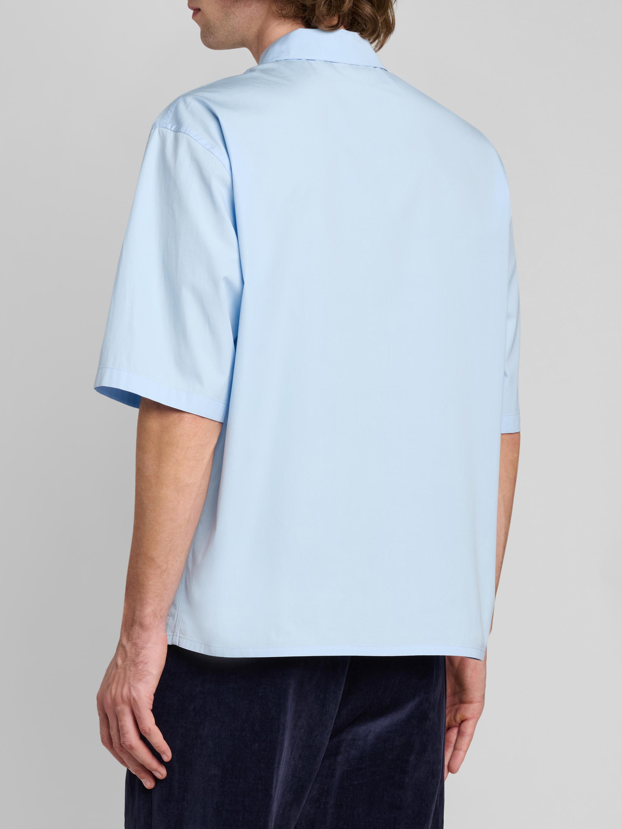Jil Sander Men's Embroidered Logo Cotton Poplin Short-Sleeve Button-Front Shirt - Powder Blue | Thumbnail 3