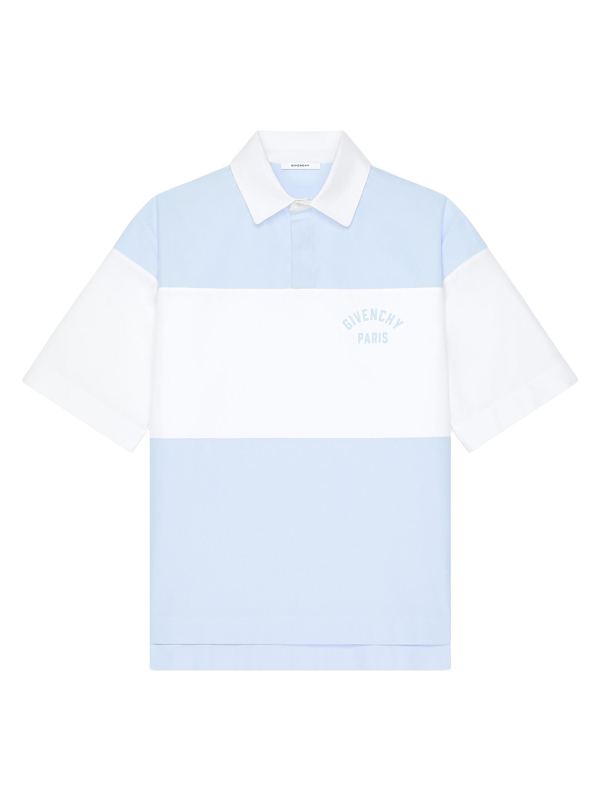Givenchy Men's Bicolor Polo Shirt in Cotton with Logo Embroidery - White Blue