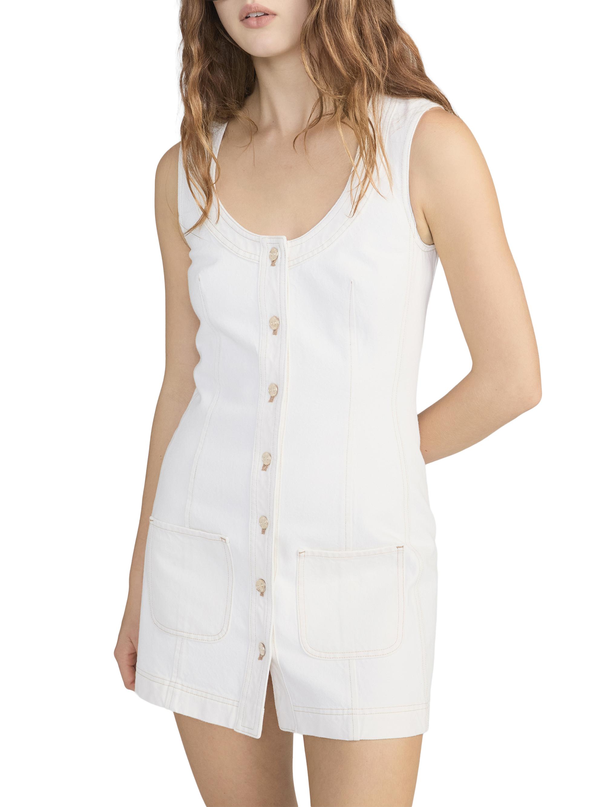 FRAME Women's The Patch Pocket Denim Minidress - Natural Clean | Thumbnail 5