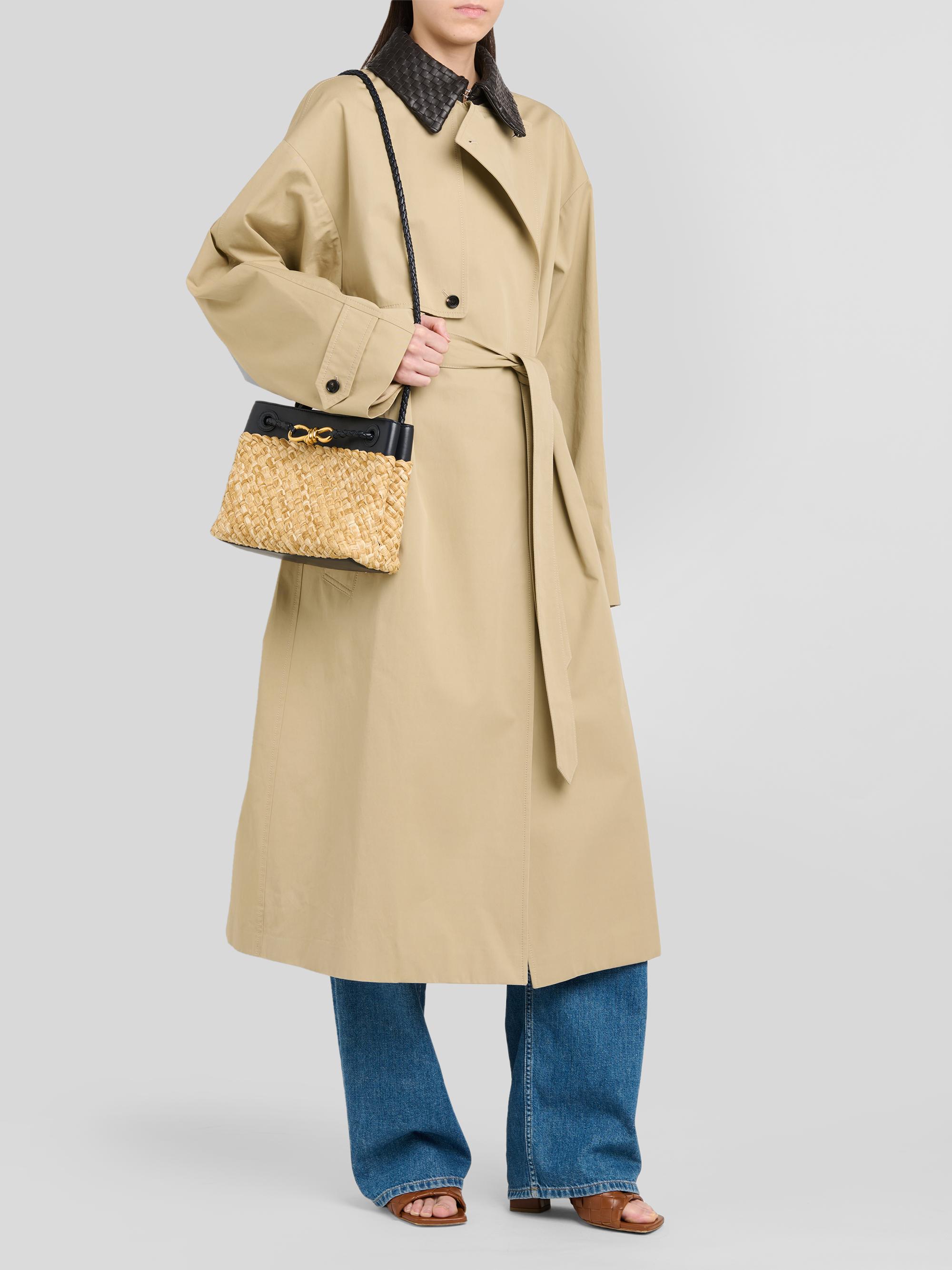 Bottega Veneta Andiamo Small Raffia & Leather Top Handle Bag