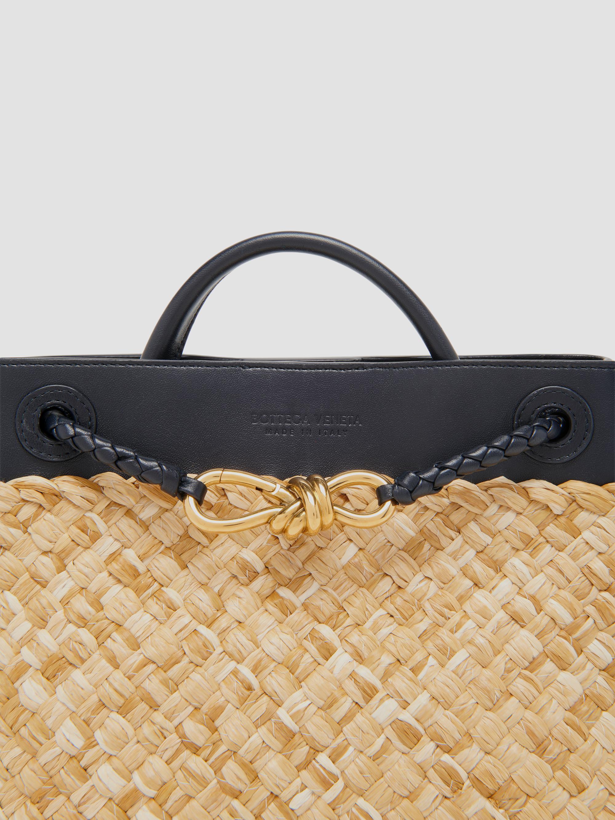 Bottega Veneta Andiamo Small Raffia & Leather Top Handle Bag