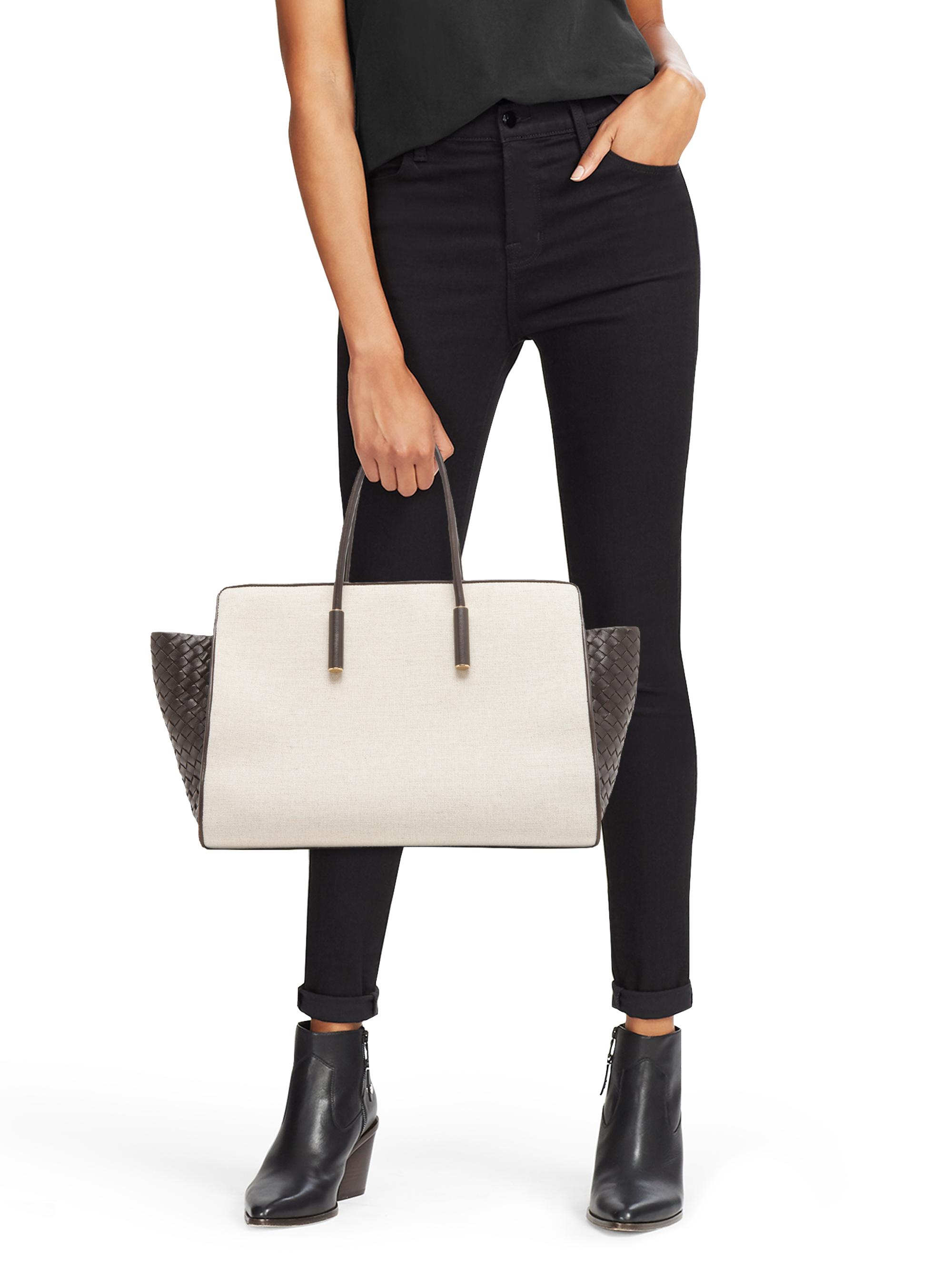 Bottega Veneta Barbara Medium Canvas-Leather Tote Bag | Saks Fifth