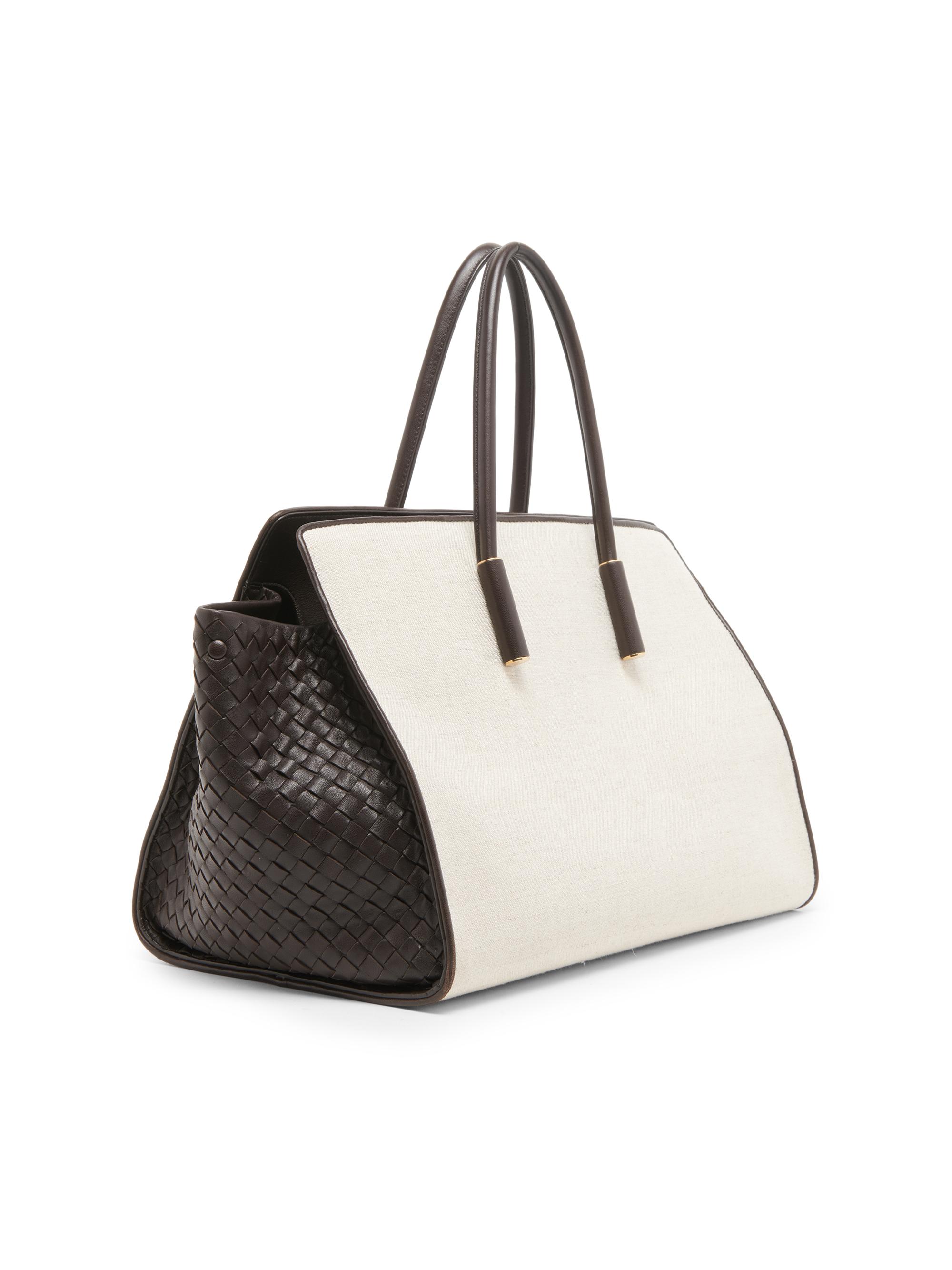 Bottega Veneta Barbara Medium Canvas-Leather Tote Bag | Saks Fifth